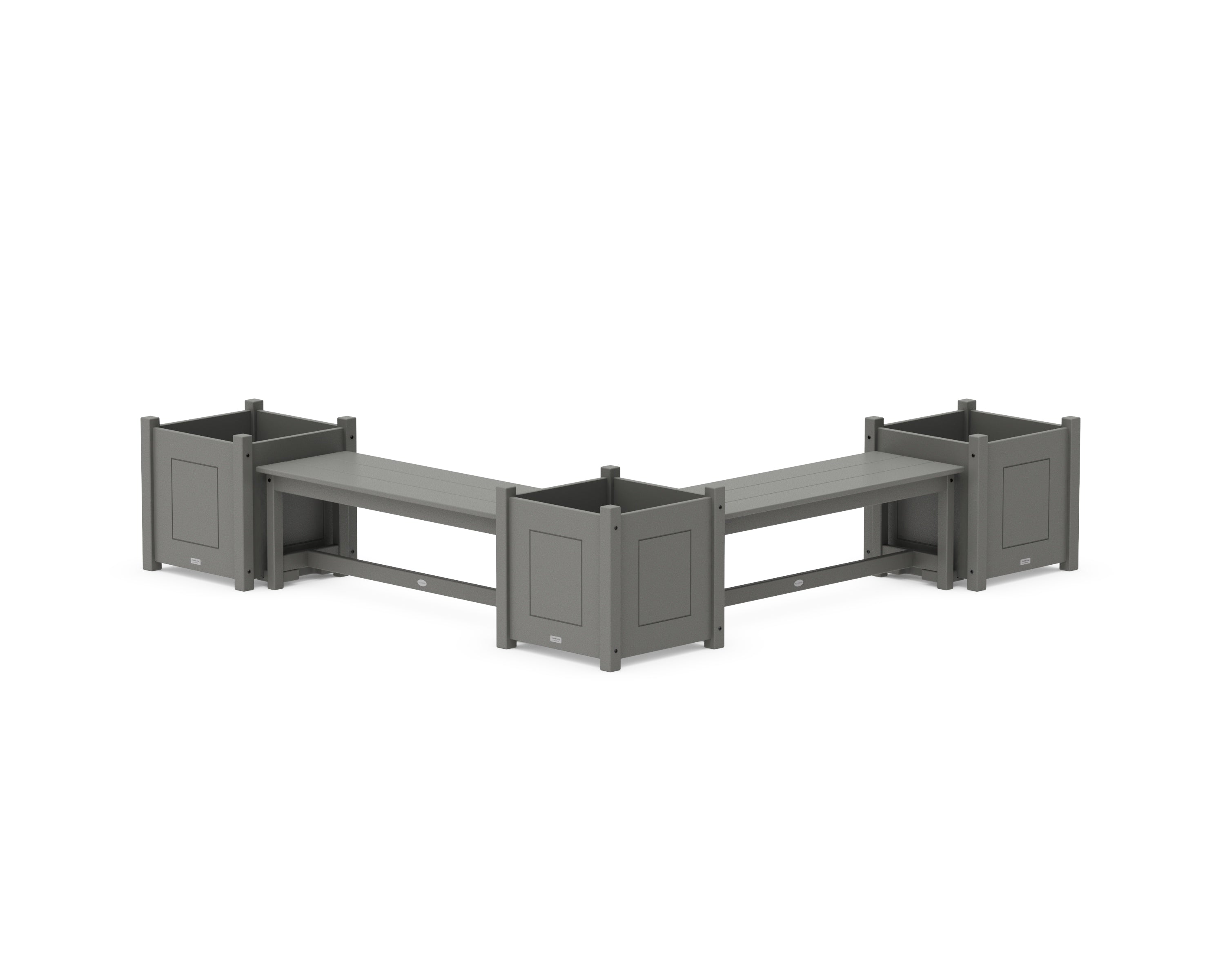 POLYWOOD 48" Country Living L- Shaped Planter Bench Corner Set - Large in Slate Grey