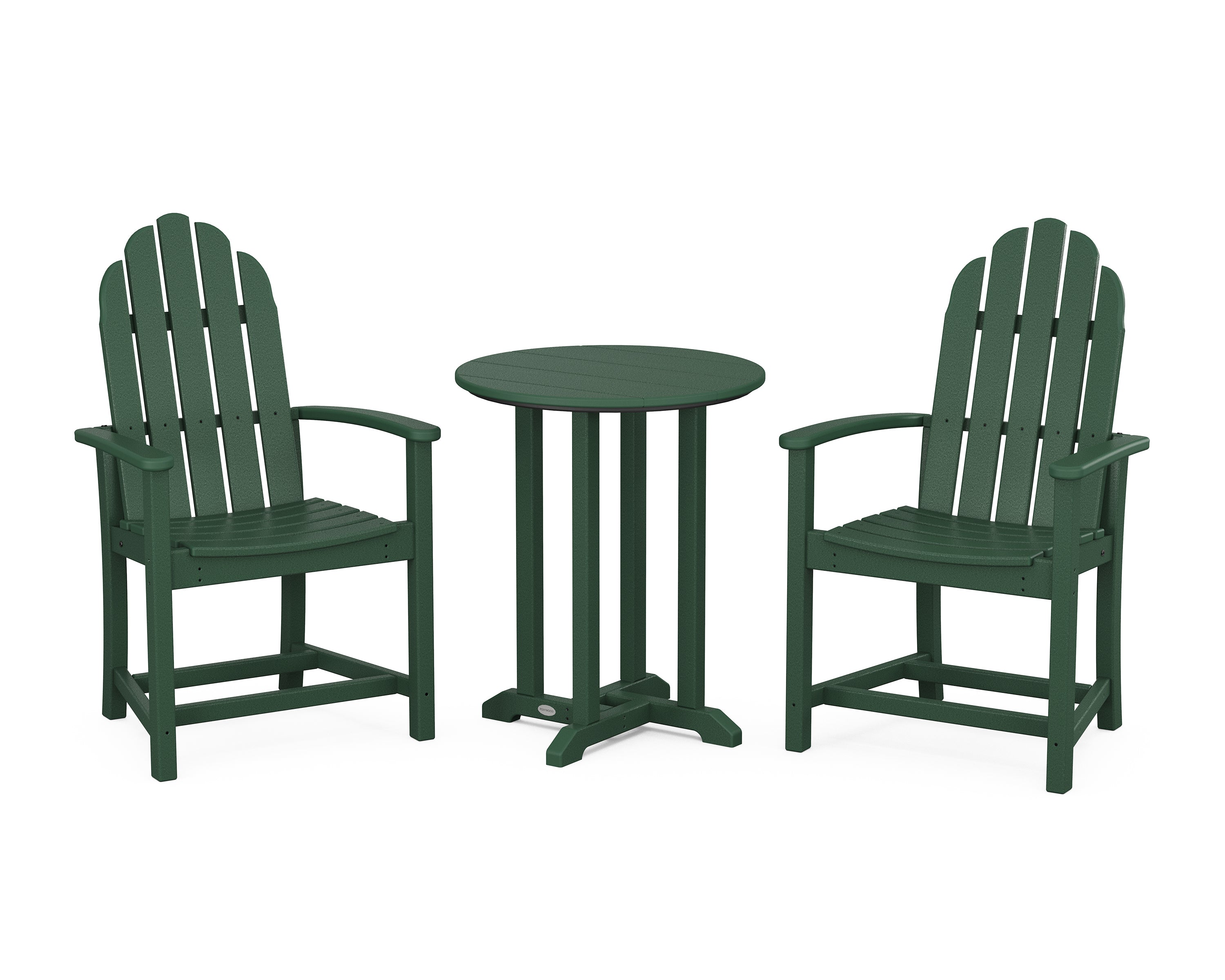 POLYWOOD Classic Adirondack 3-Piece Round Bistro Dining Set in Green