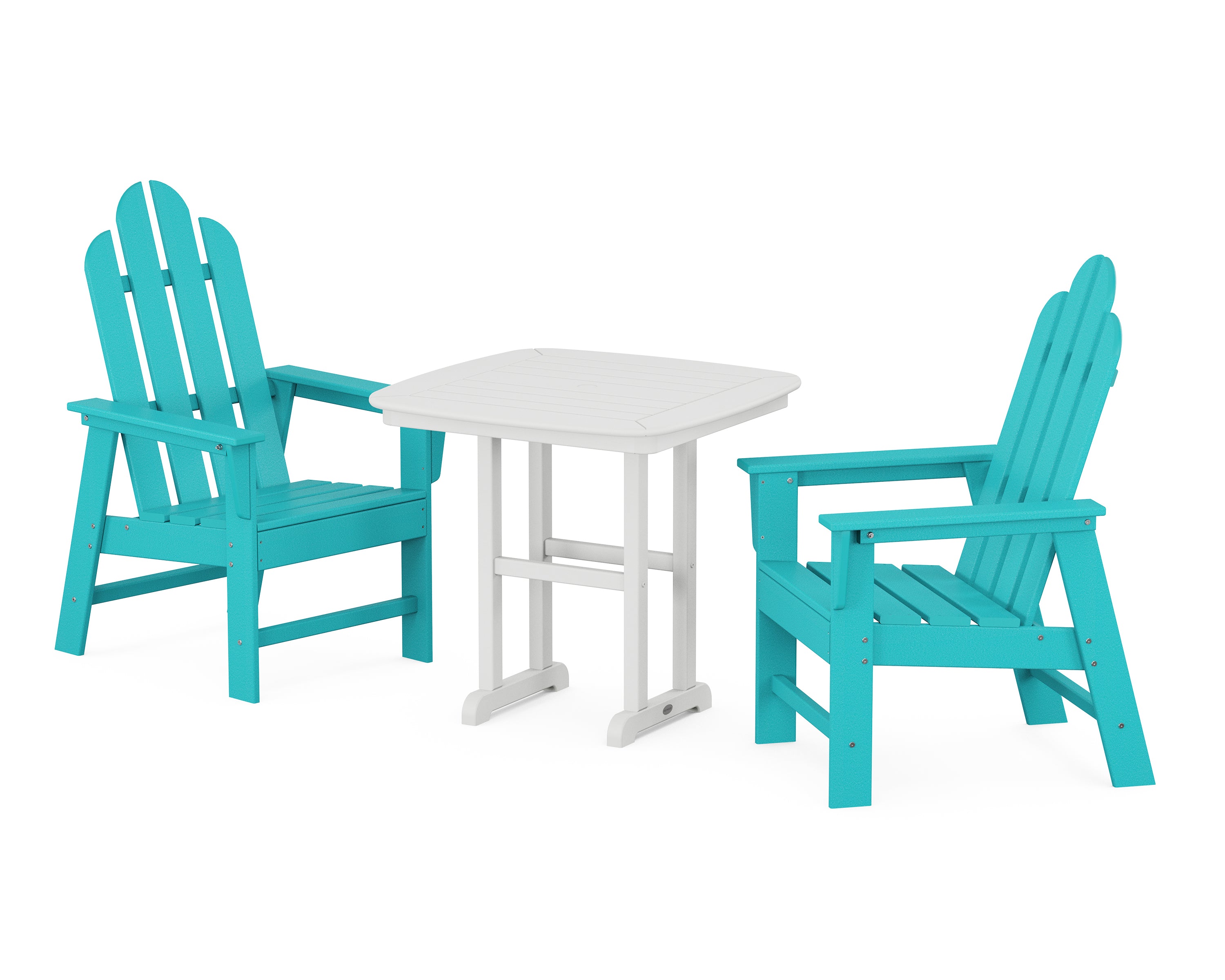 POLYWOOD Long Island 3-Piece Dining Set in Aruba / White