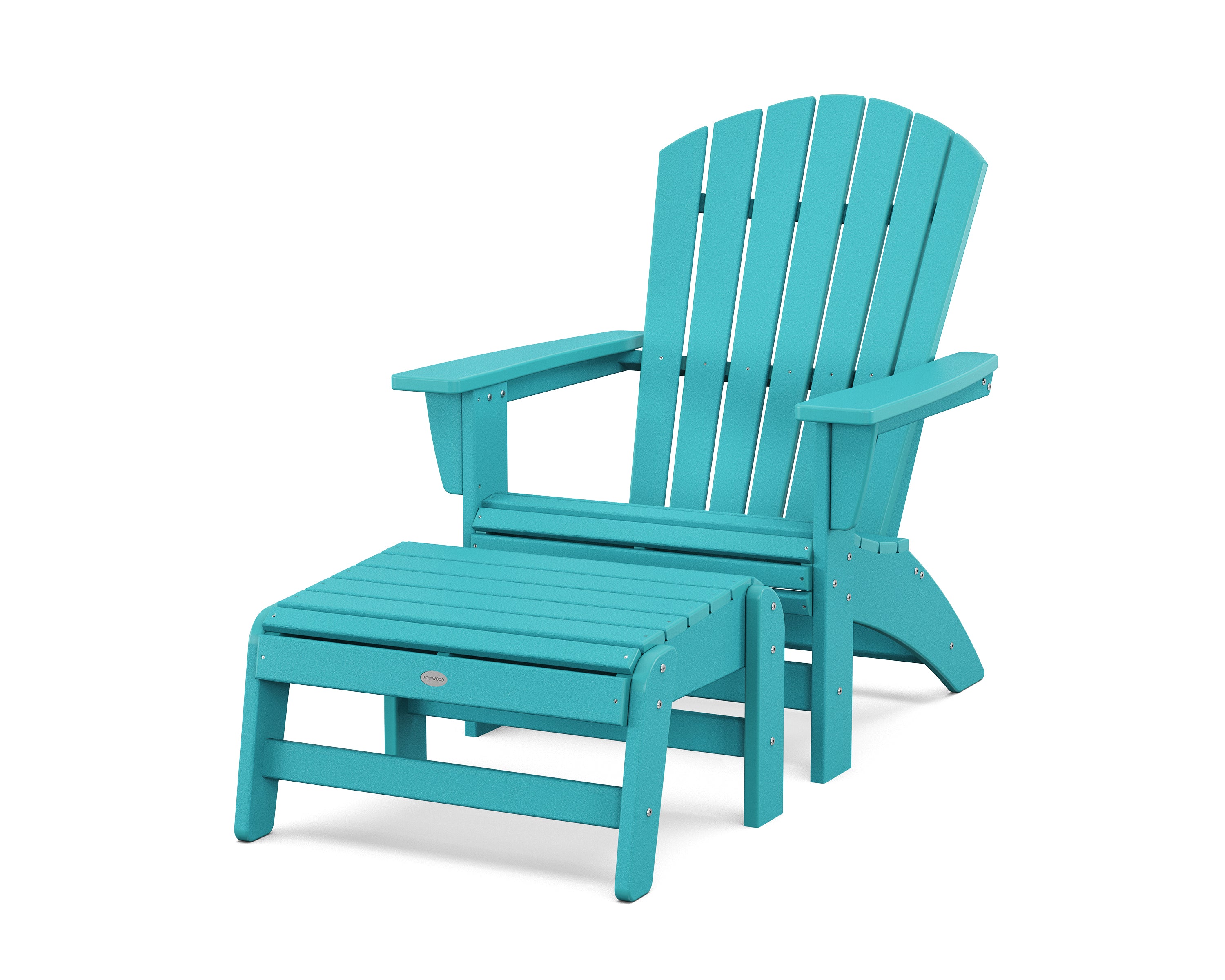 POLYWOOD Nautical Grand Adirondack Chair with Ottoman in Aruba