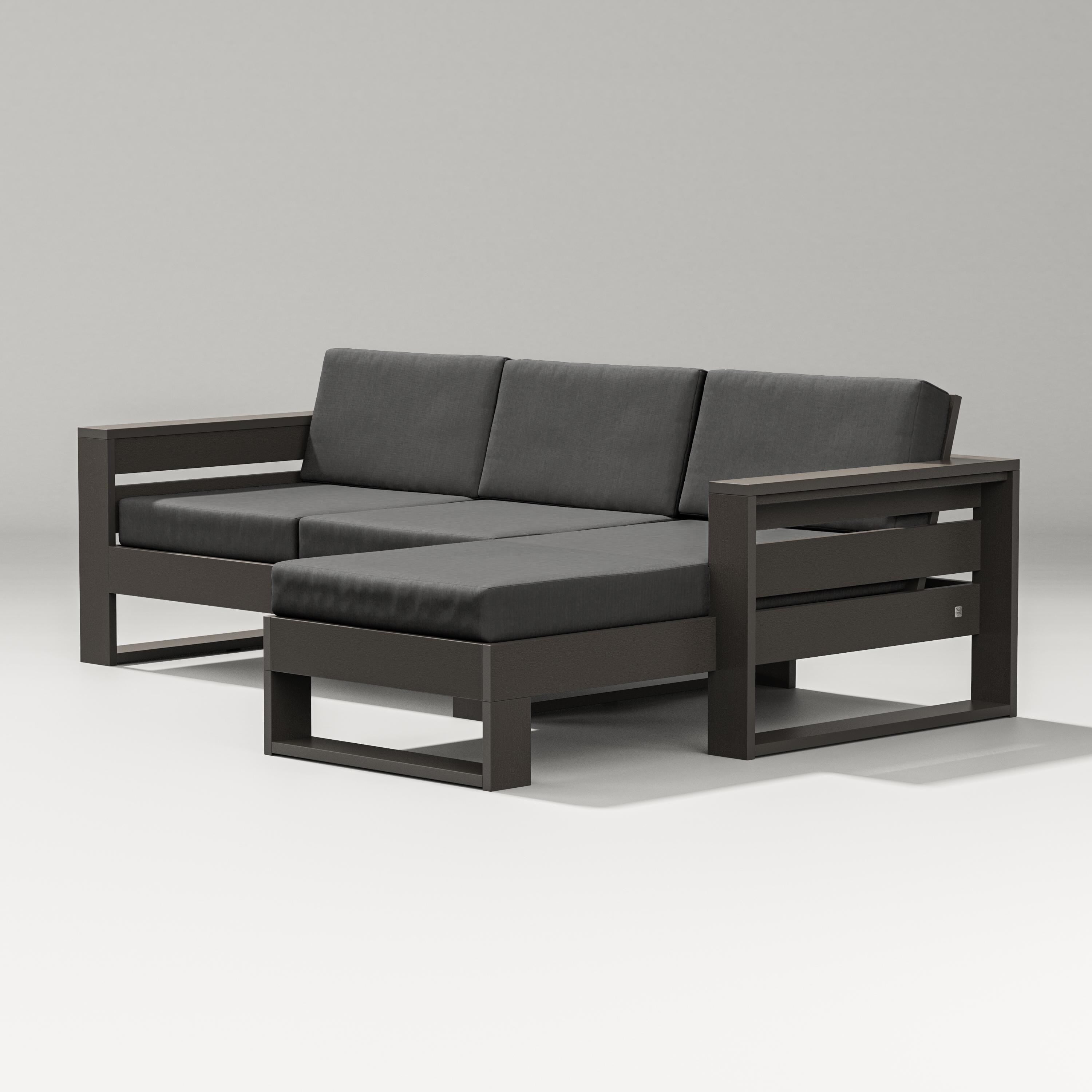 PW Designer Series Latitude Right Chaise Sectional in Vintage Coffee / Spectrum Carbon