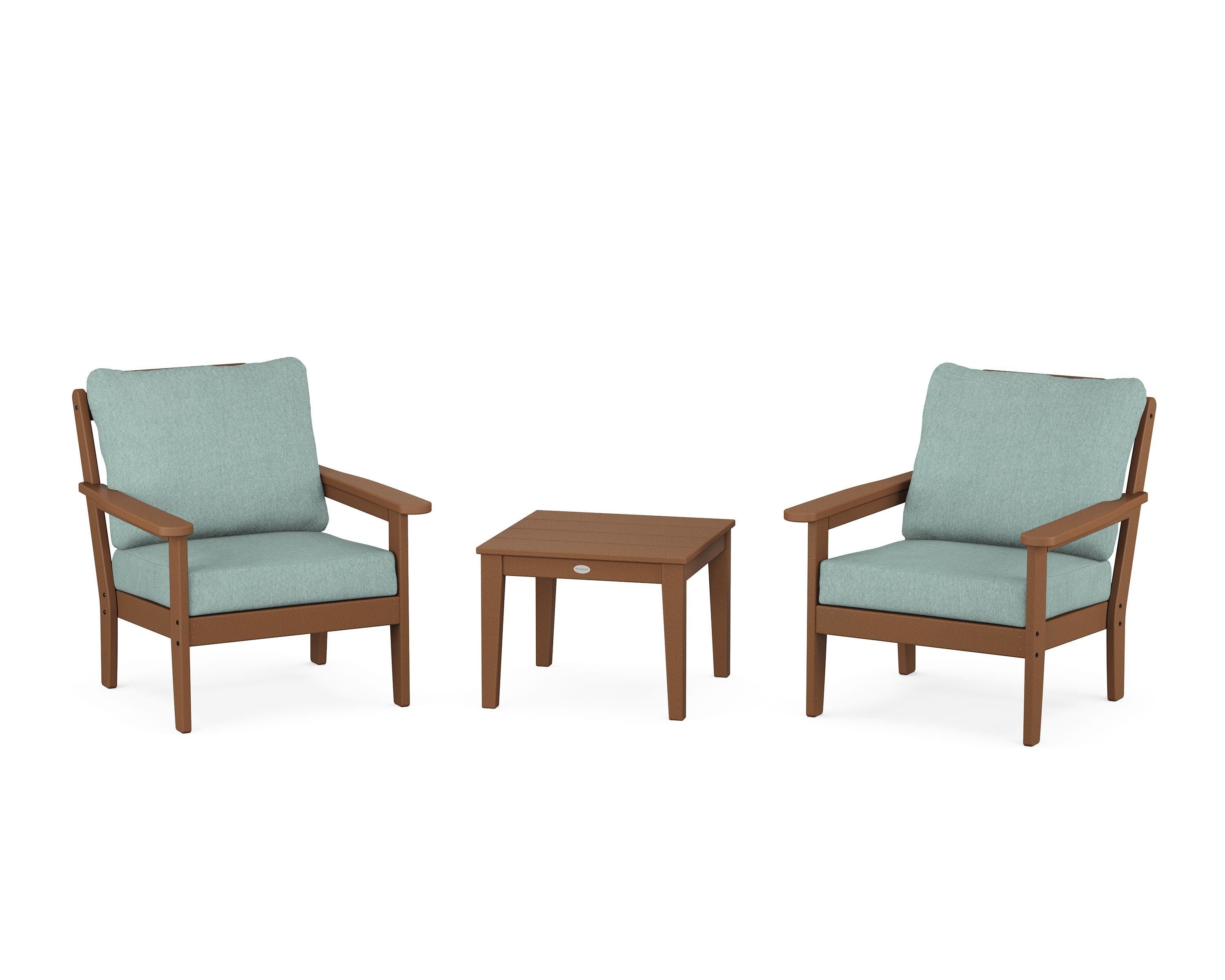 Country Living Cottage 3-Piece Deep Seating Set in Teak / Glacier Spa