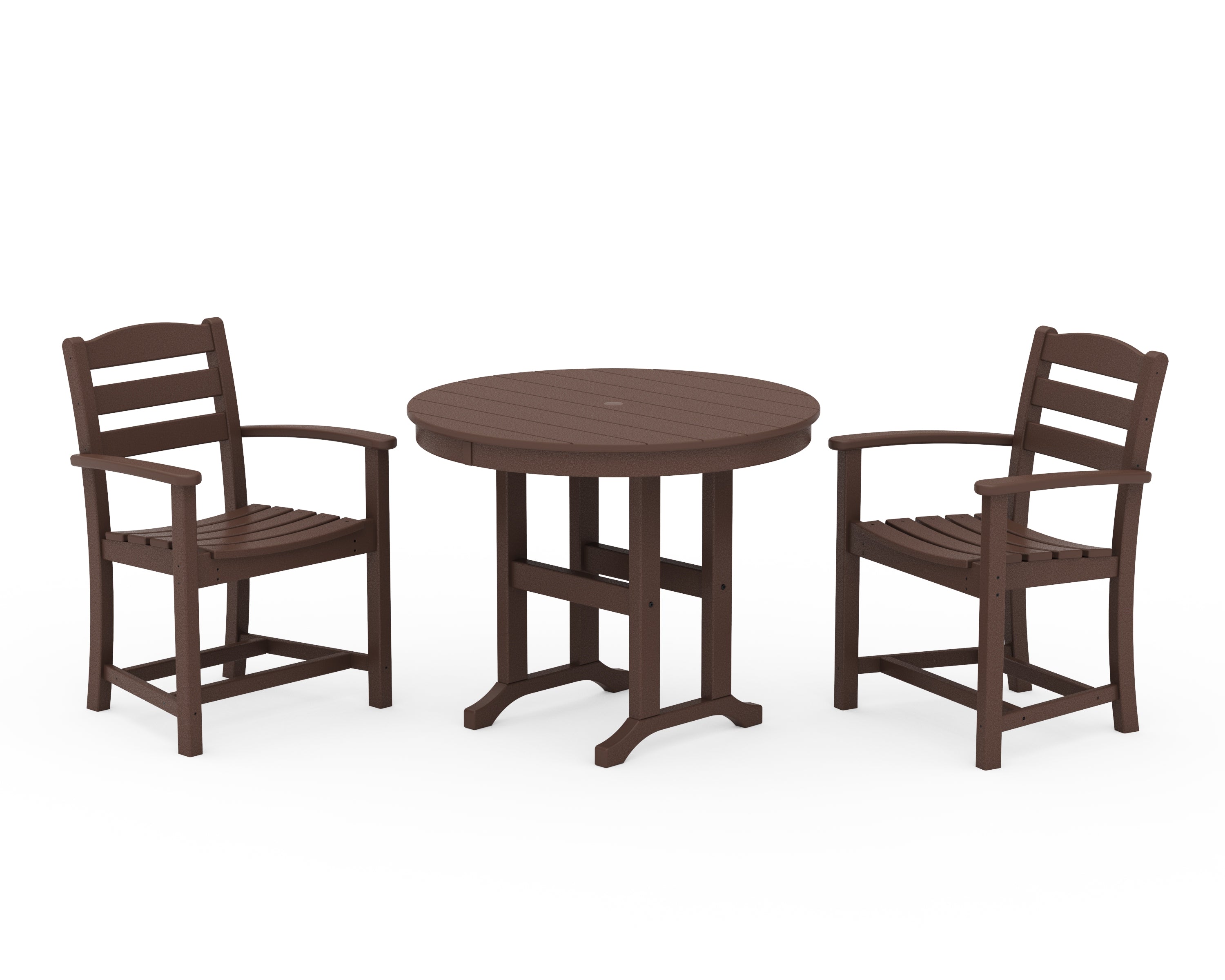 POLYWOOD La Casa Café 3-Piece Round Dining Set in Mahogany