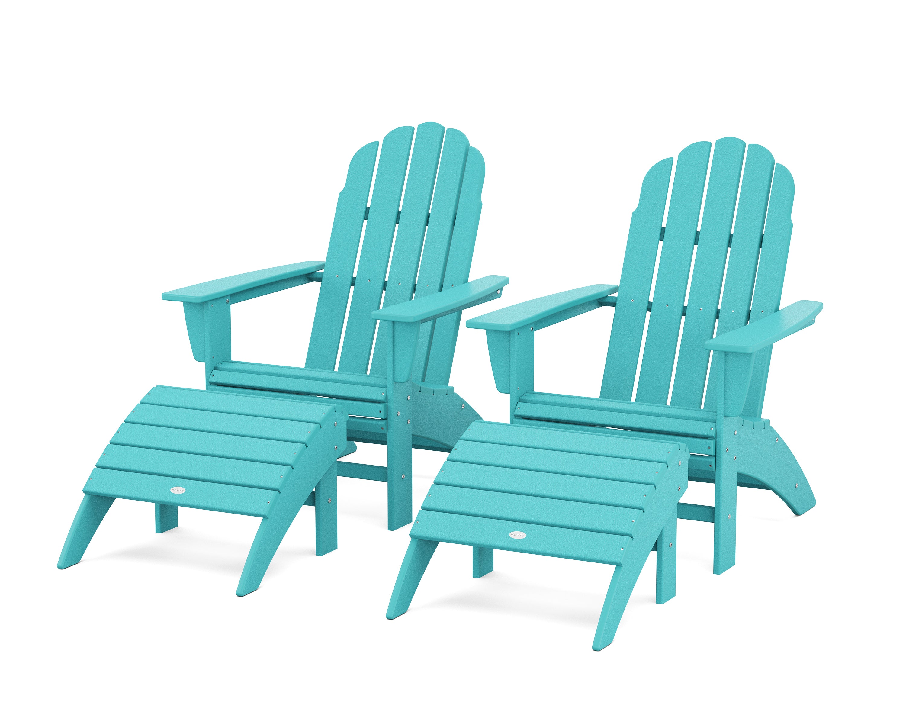 POLYWOOD® Vineyard Curveback Adirondack Chair 4-Piece Set with Ottomans in Aruba