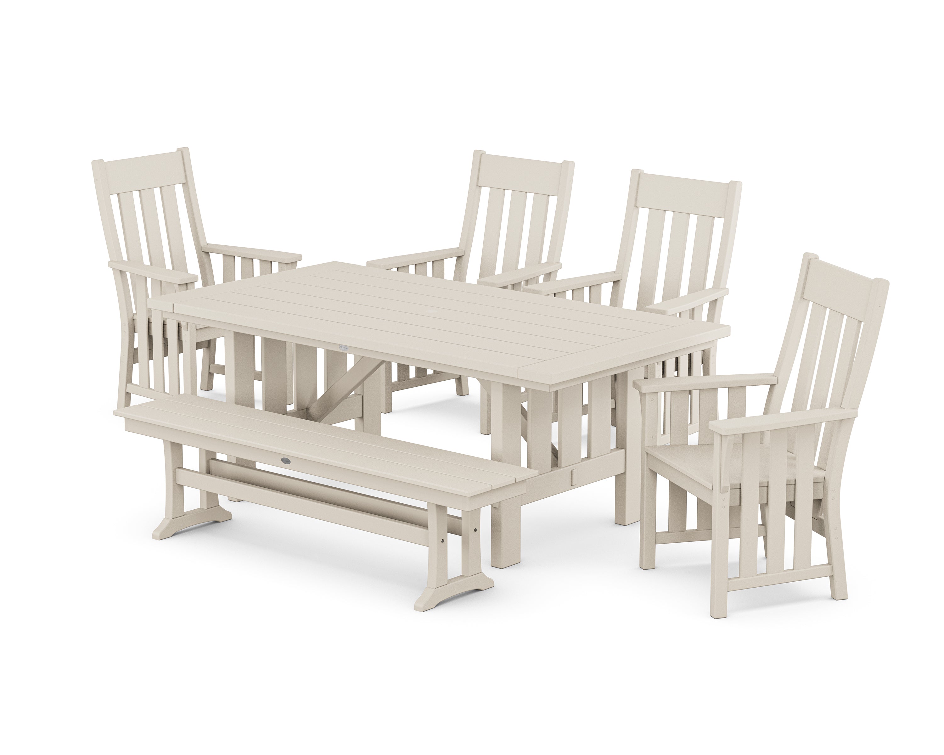 Martha Stewart by POLYWOOD Acadia 6-Piece Dining Set with Bench in Sand