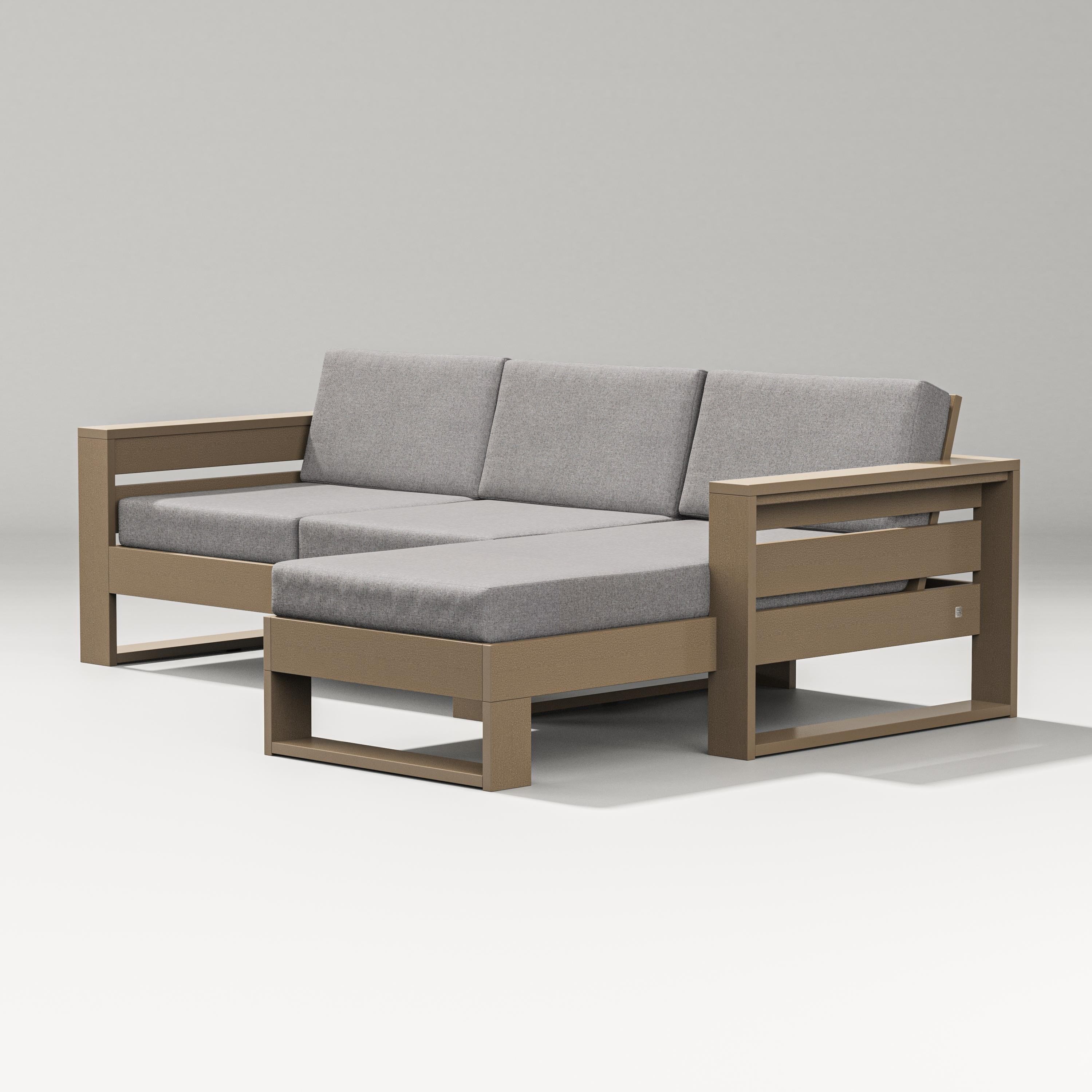 PW Designer Series Latitude Right Chaise Sectional in Vintage Sahara / Grey Mist