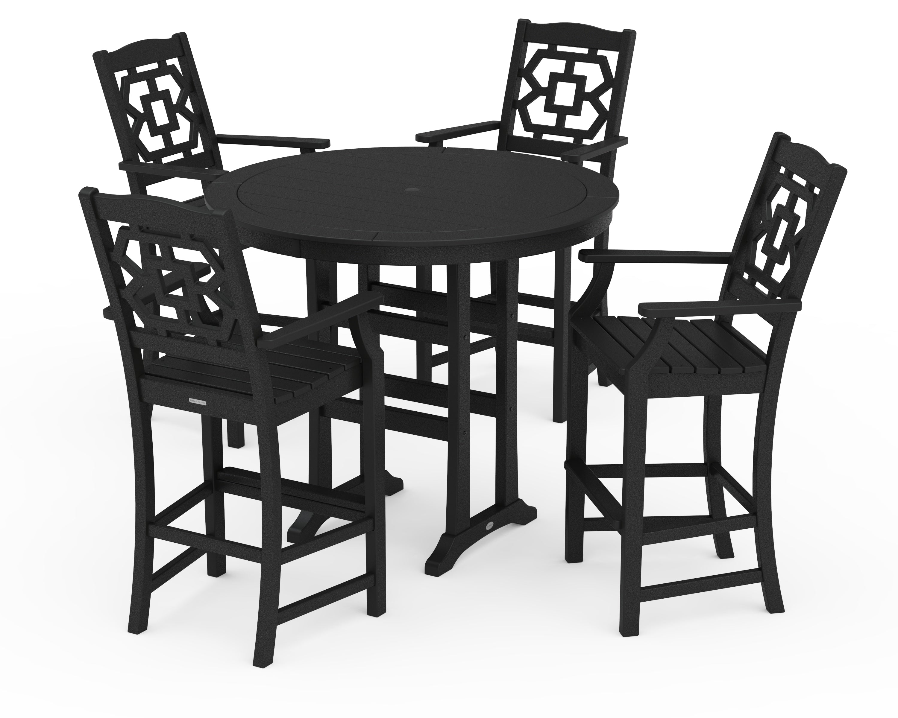 Martha Stewart by POLYWOOD Chinoiserie 5-Piece Round Bar Set in Black