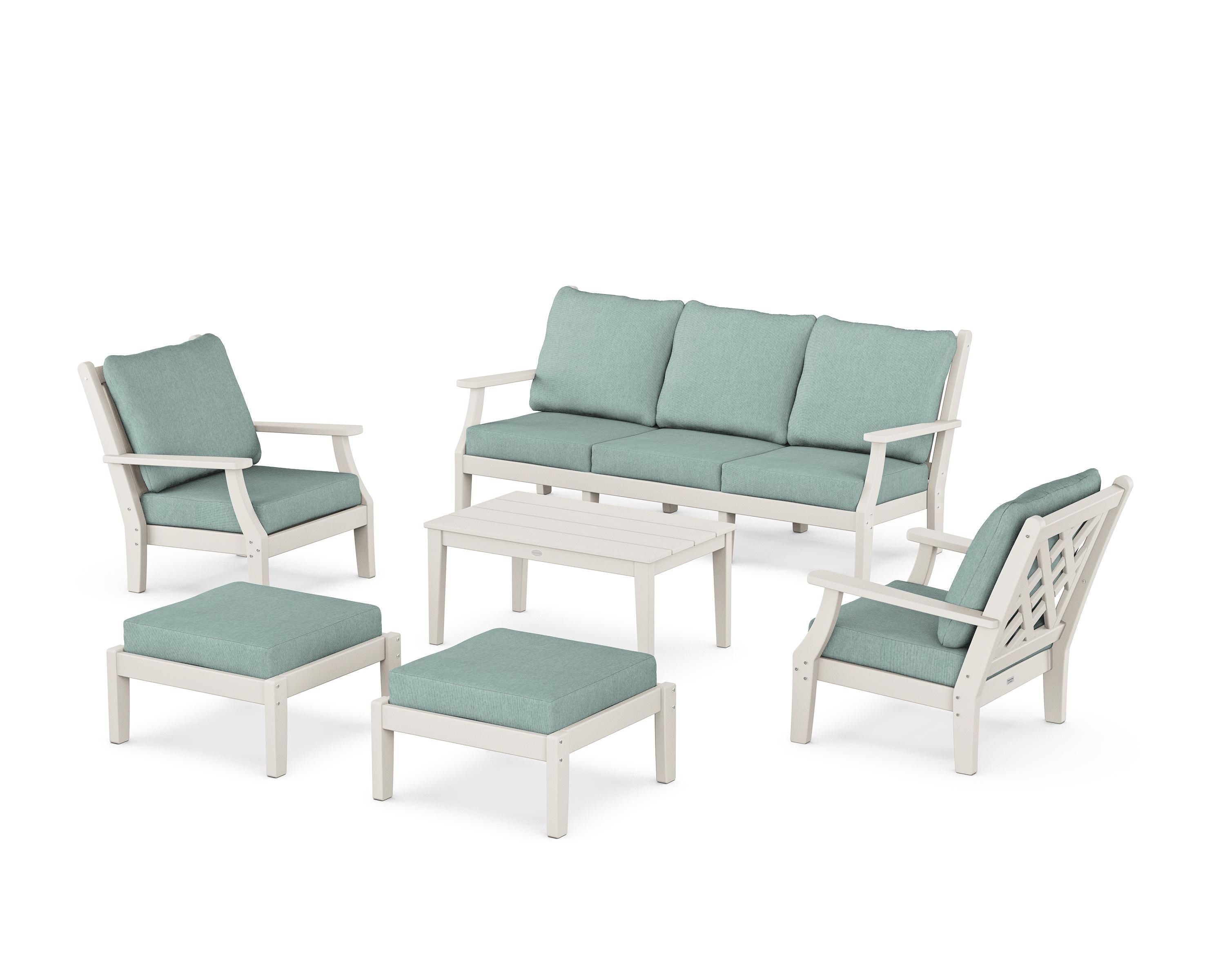 Country Living Wovendale 6-Piece Lounge Sofa Set in Sand / Glacier Spa