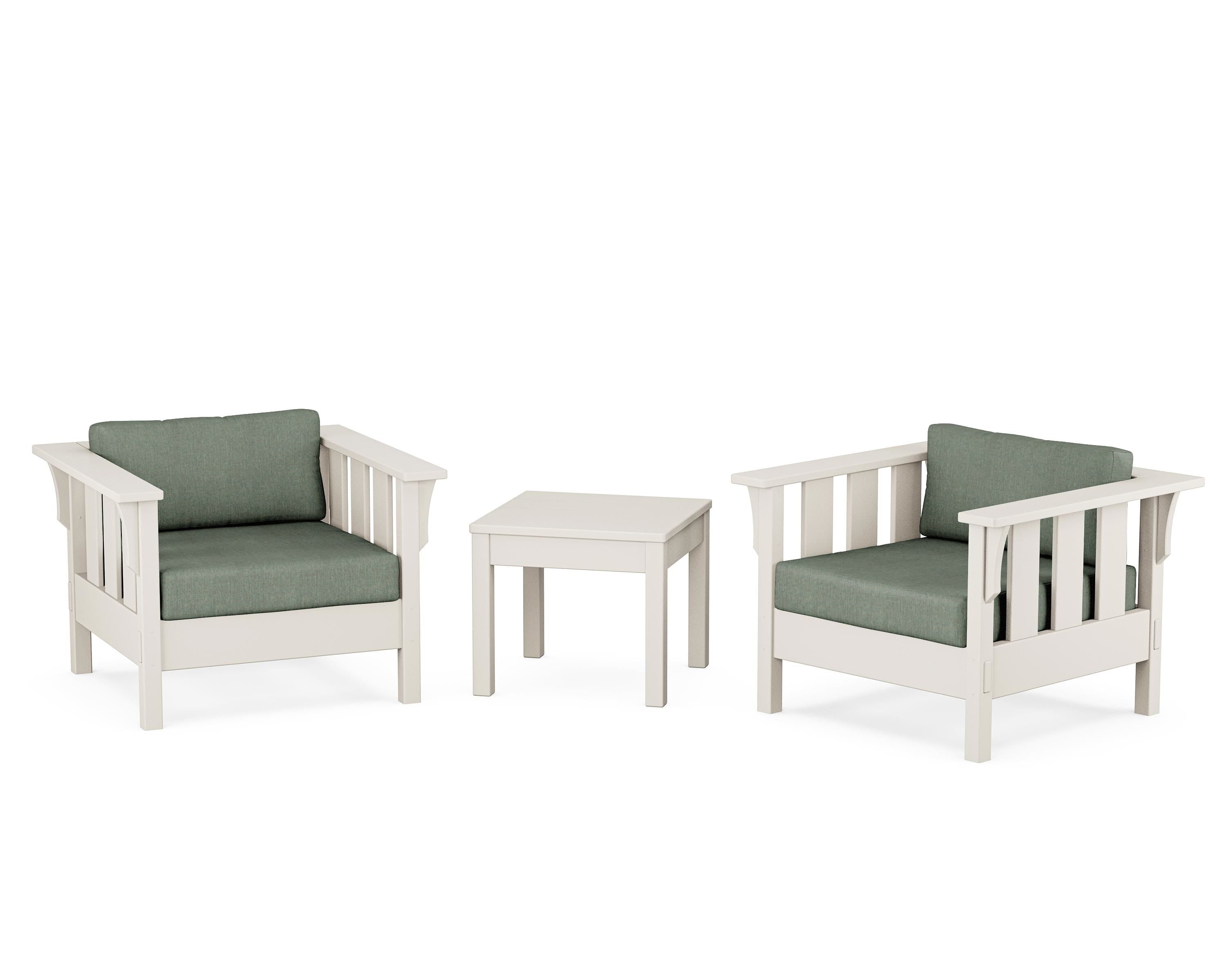 Martha Stewart by POLYWOOD Acadia 3-Piece Deep Seating Set in Sand / Cast Sage