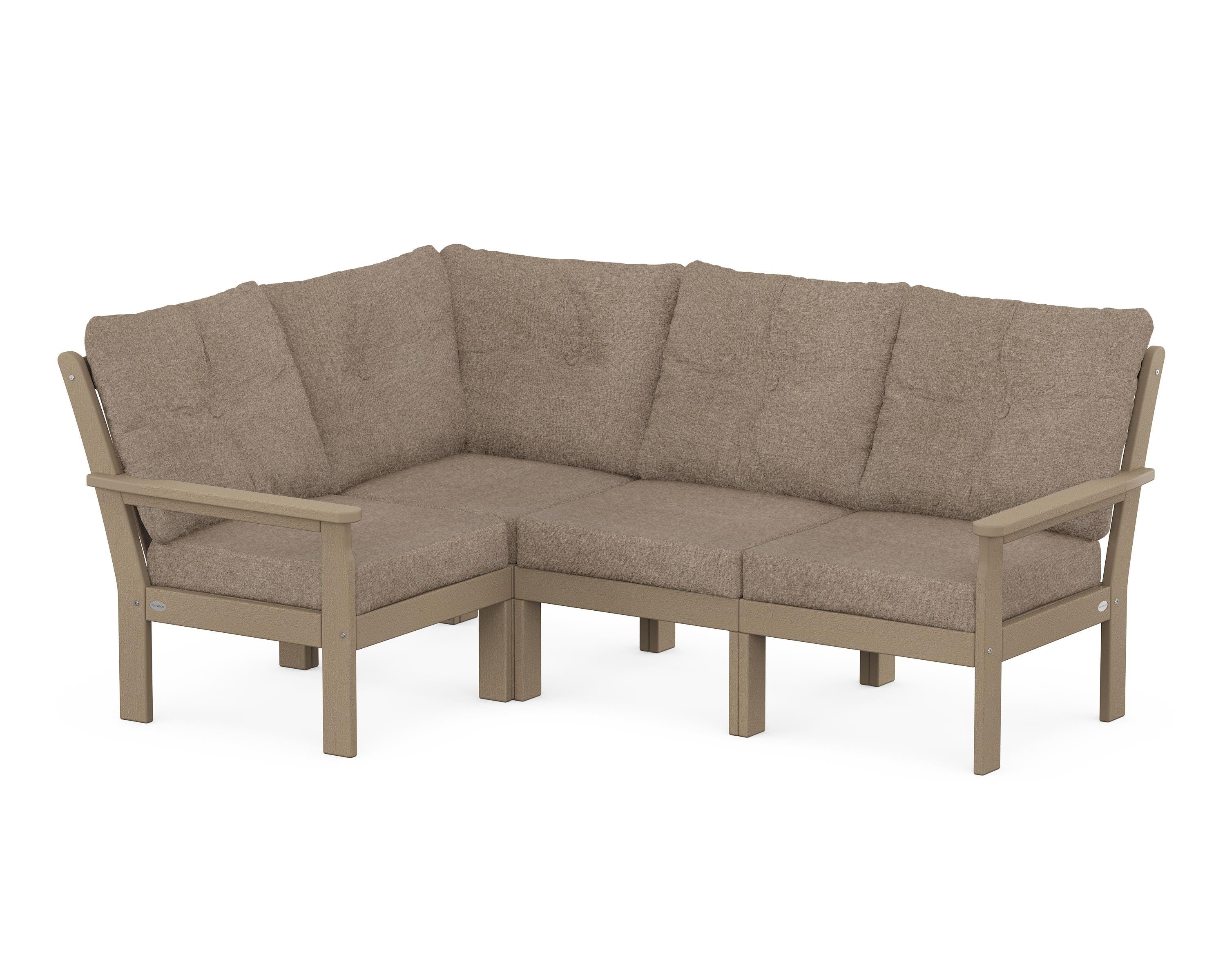 POLYWOOD Vineyard 4-Piece Sectional in Vintage Sahara / Spiced Burlap