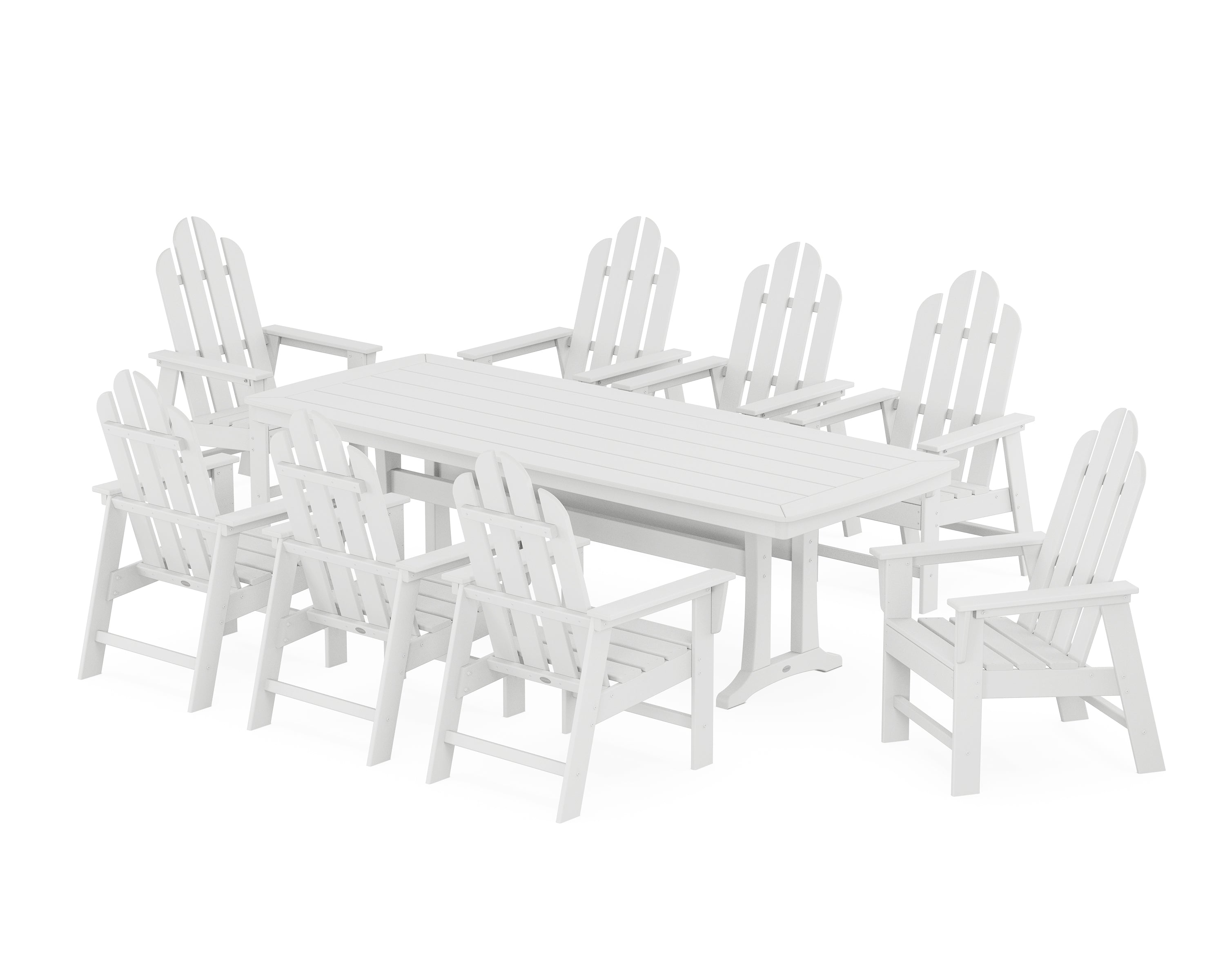 POLYWOOD® Long Island 9-Piece Dining Set with Trestle Legs in White