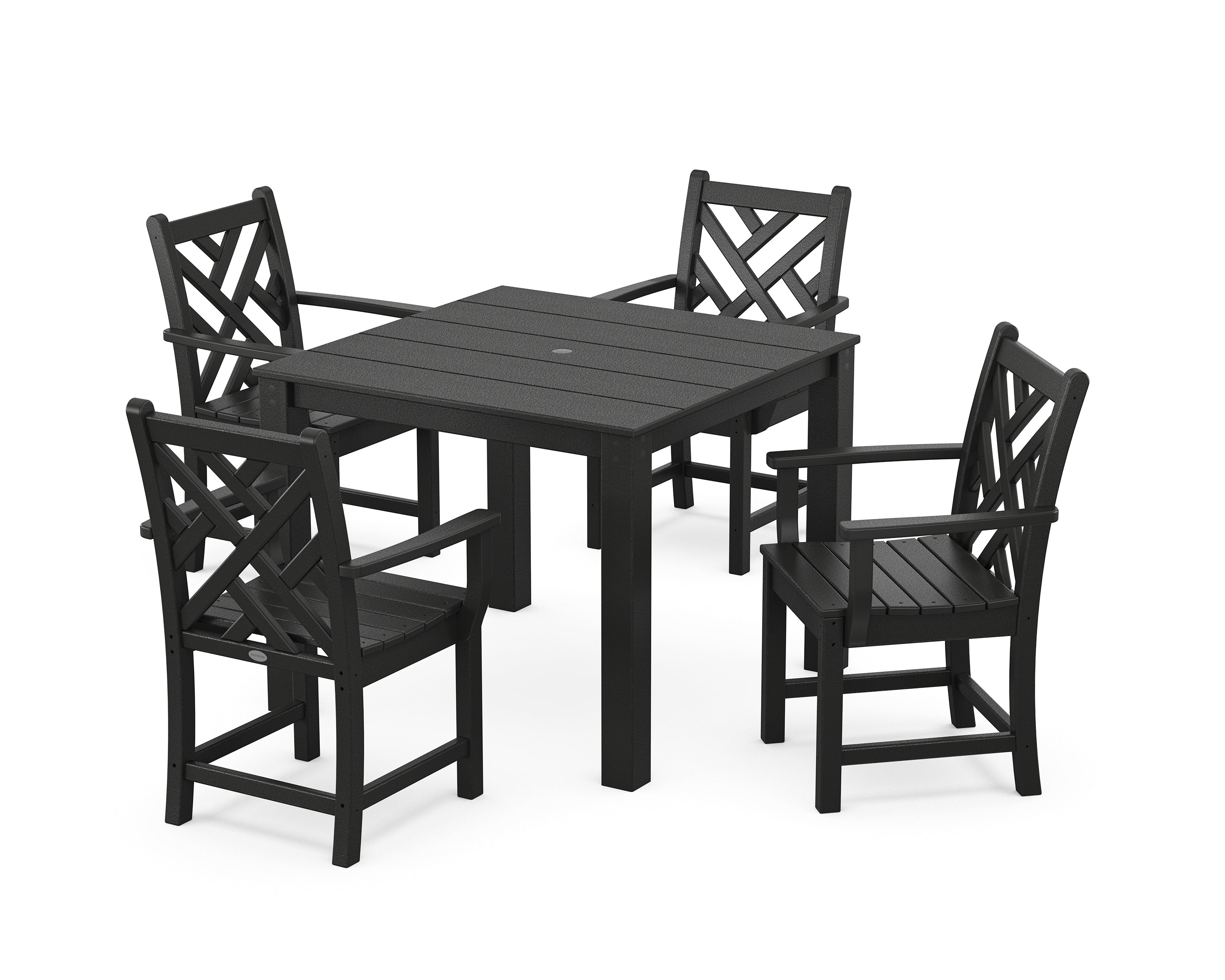 POLYWOOD Chippendale 5-Piece Parsons Dining Set in Black