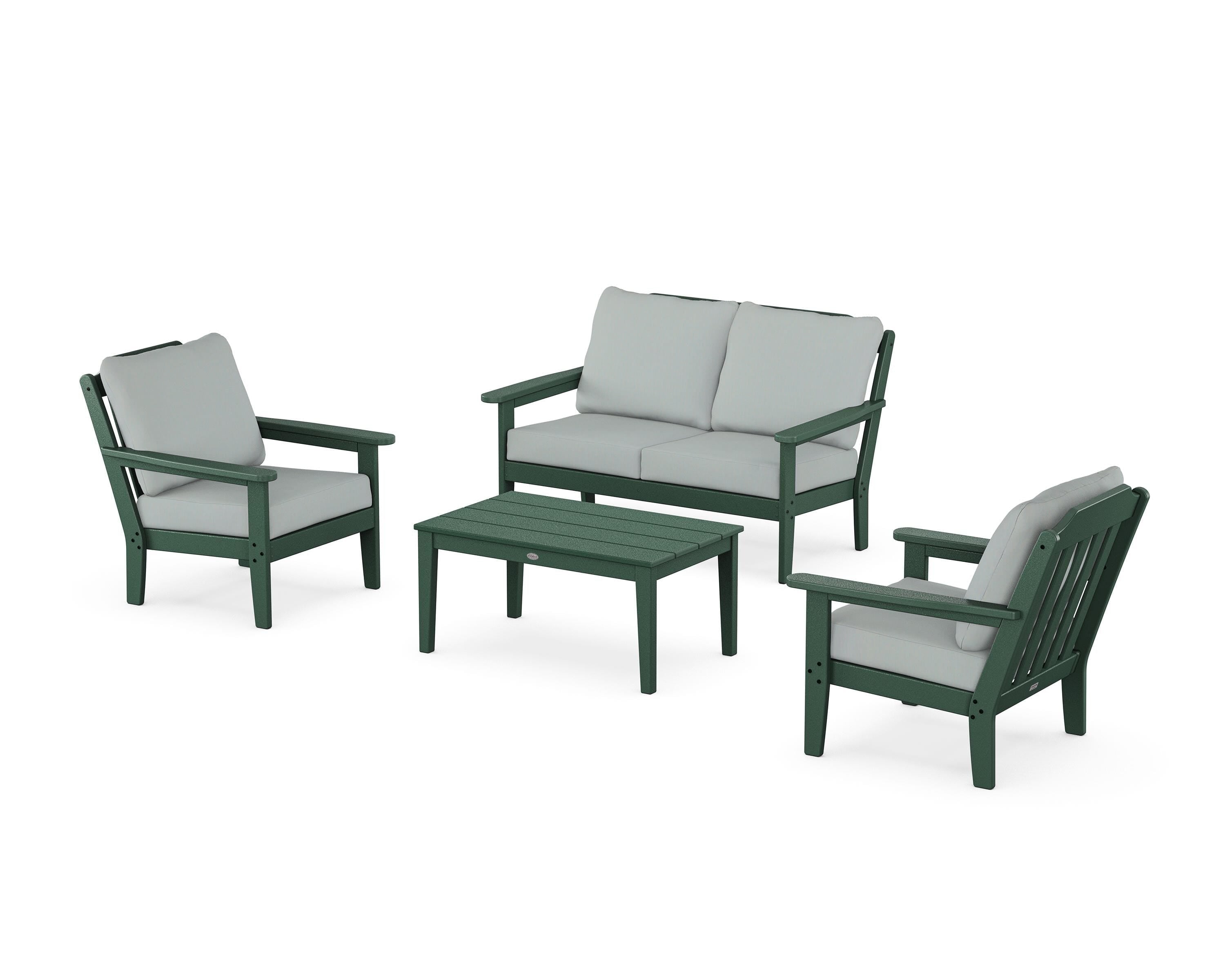 Country Living Cottage 4-Piece Deep Seating Set with Loveseat in Green / Spa