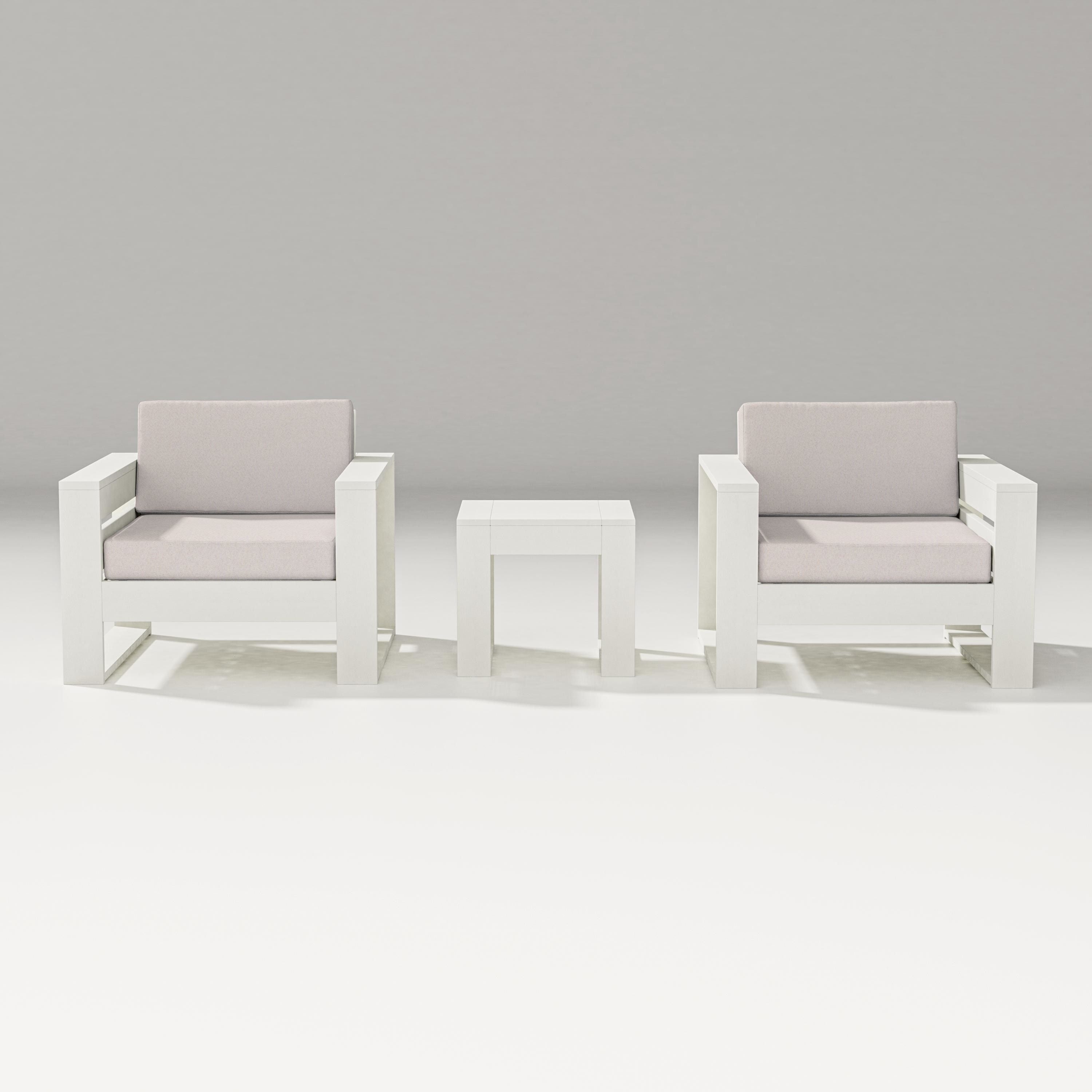 PW Designer Series Latitude 3-Piece Lounge Chair Set in Vintage White / Dune Burlap