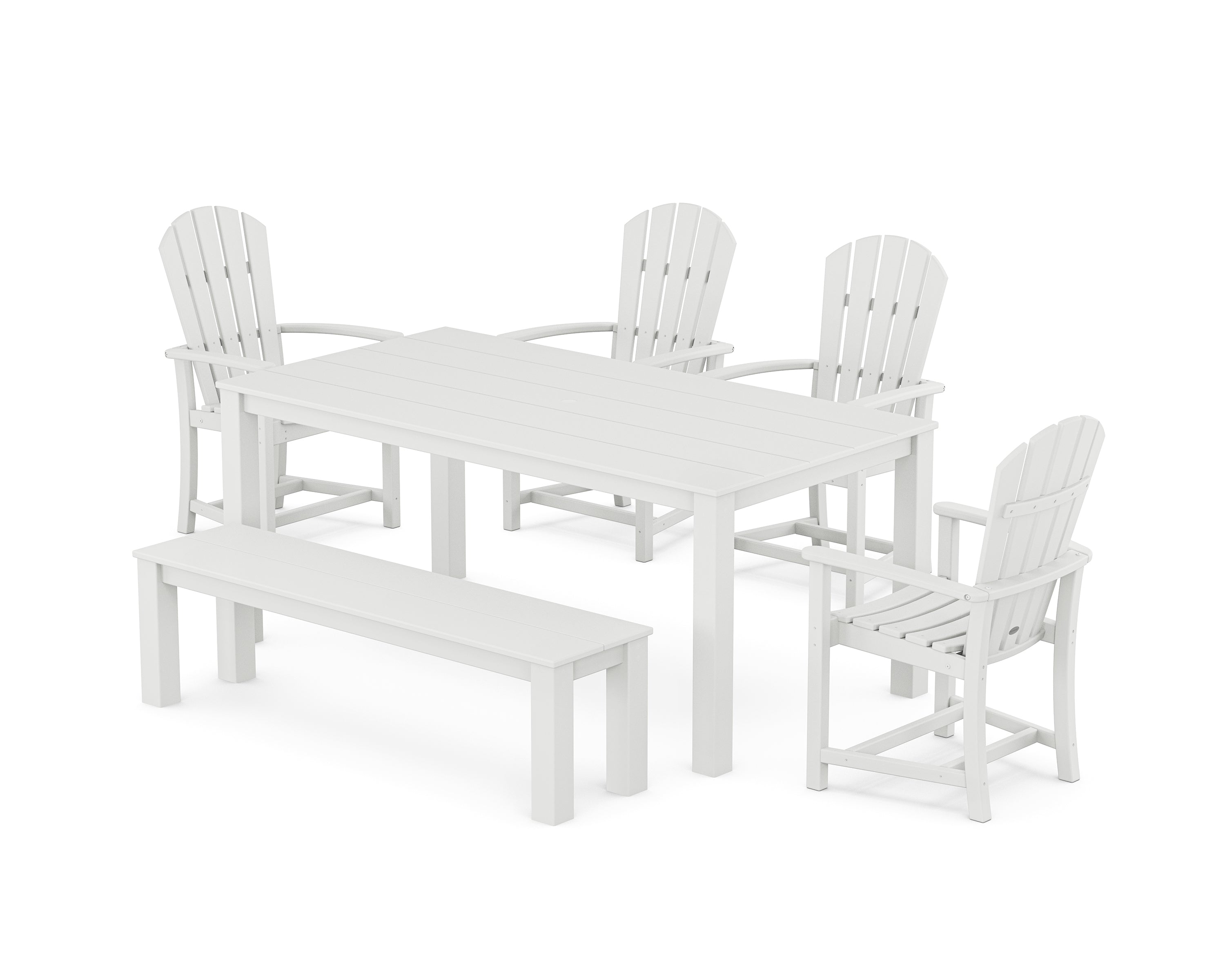 POLYWOOD Palm Coast 6-Piece Parsons Dining Set with Bench in White