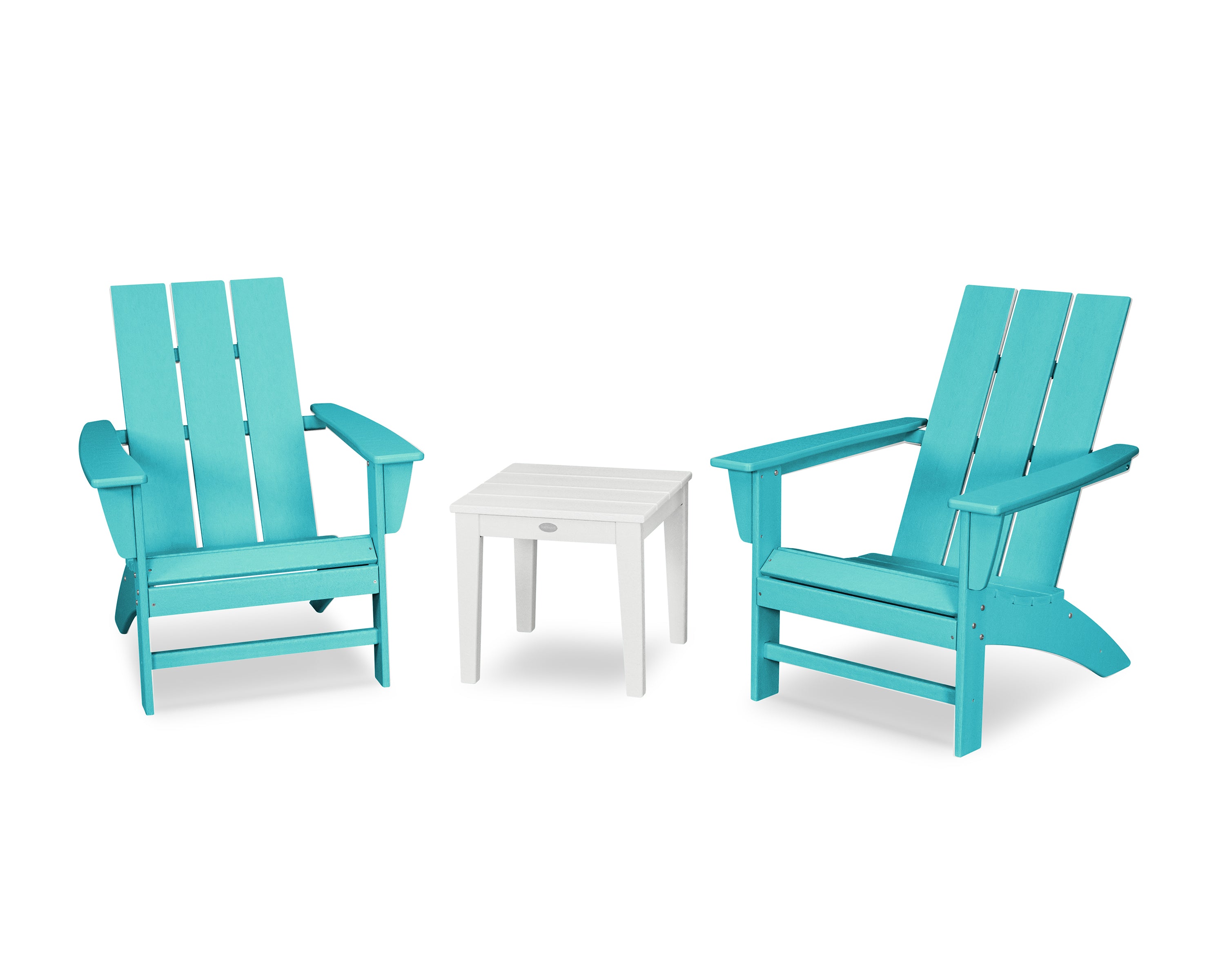 POLYWOOD Modern Adirondack 3-Piece Set in Aruba / White