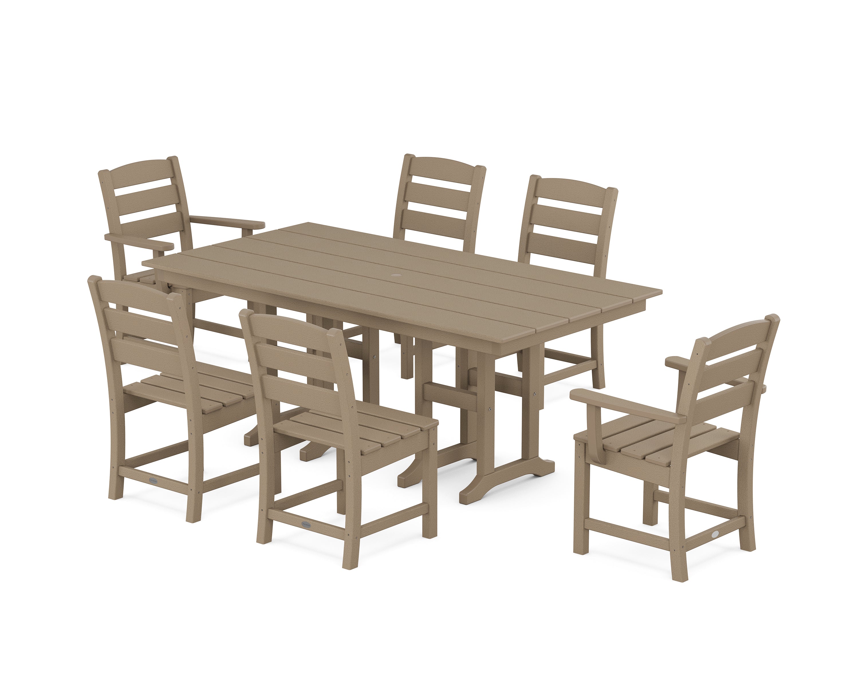 POLYWOOD® Lakeside 7-Piece Farmhouse Dining Set in Vintage Sahara