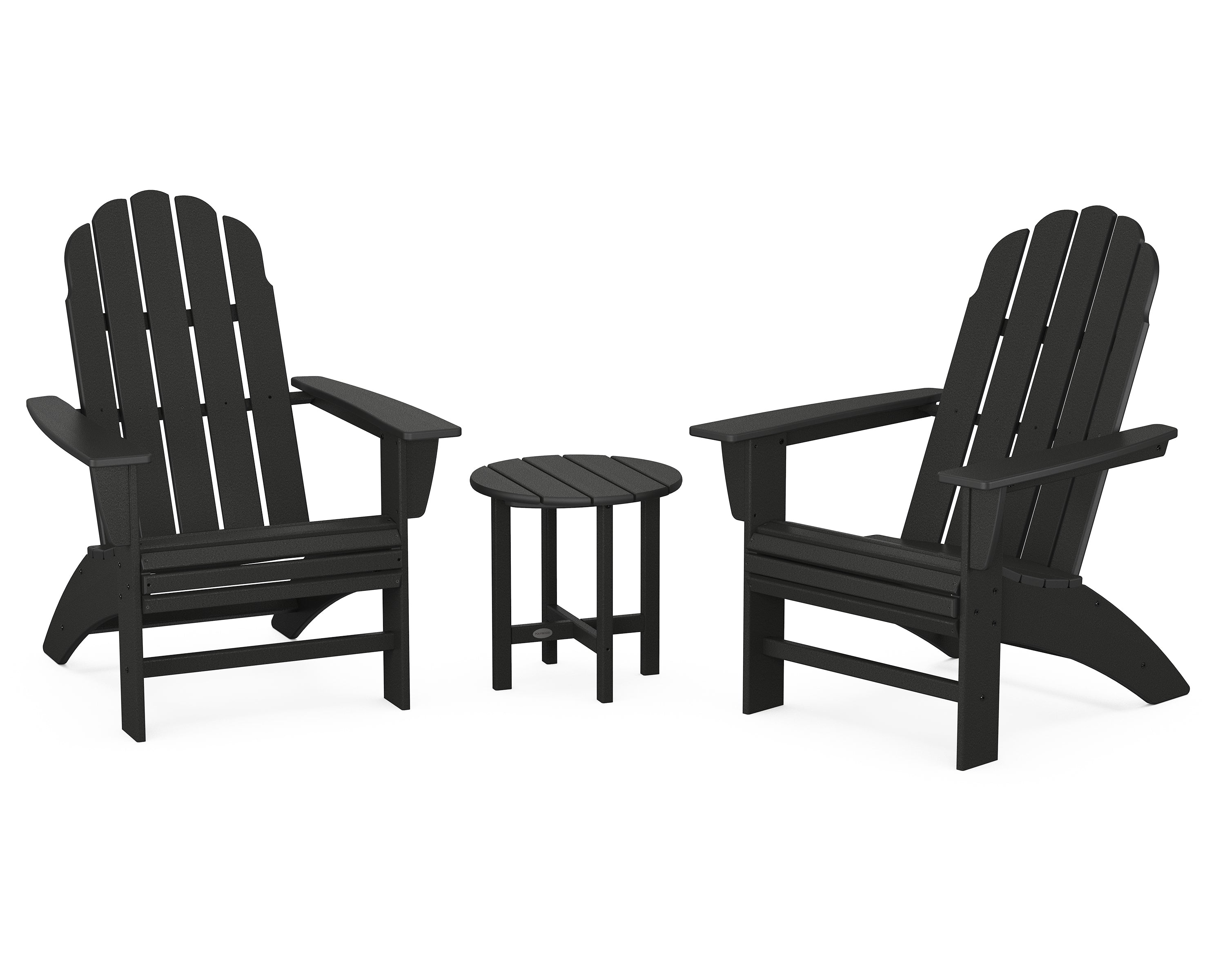 POLYWOOD Vineyard 3-Piece Curveback Adirondack Set in Black