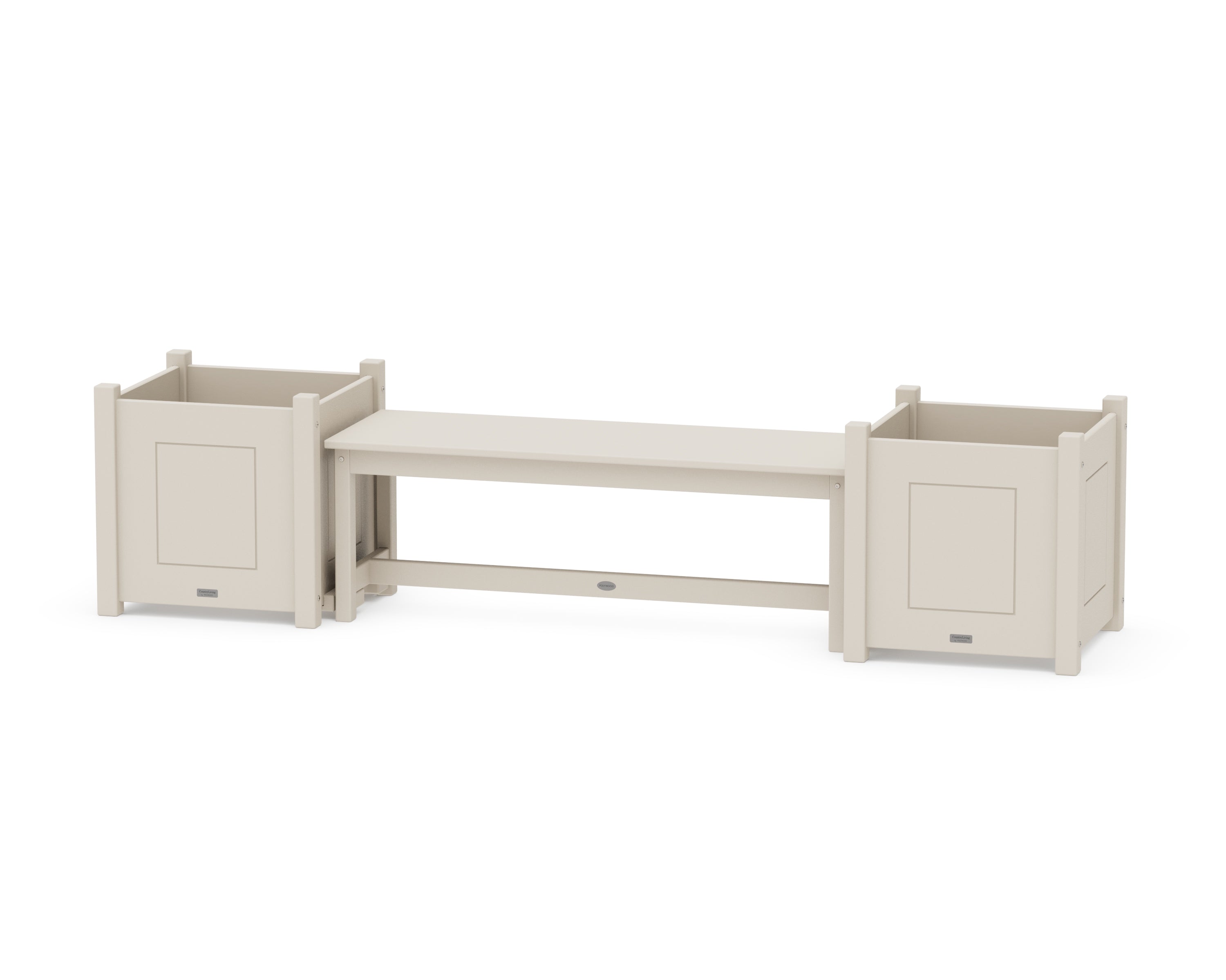 POLYWOOD 48" Country Living Straight Planter Bench Set - Large in Sand