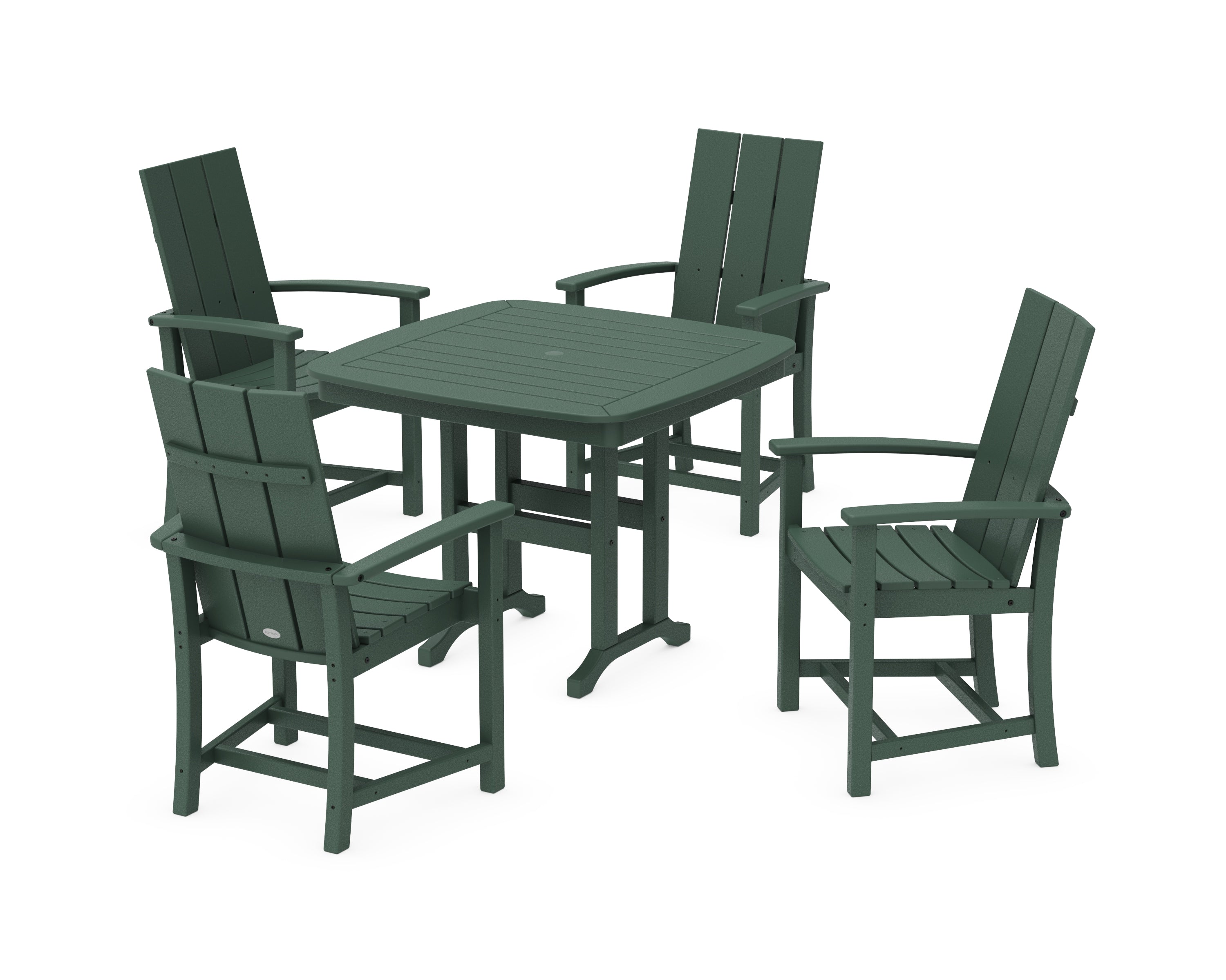 POLYWOOD Modern Adirondack 5-Piece Dining Set in Green