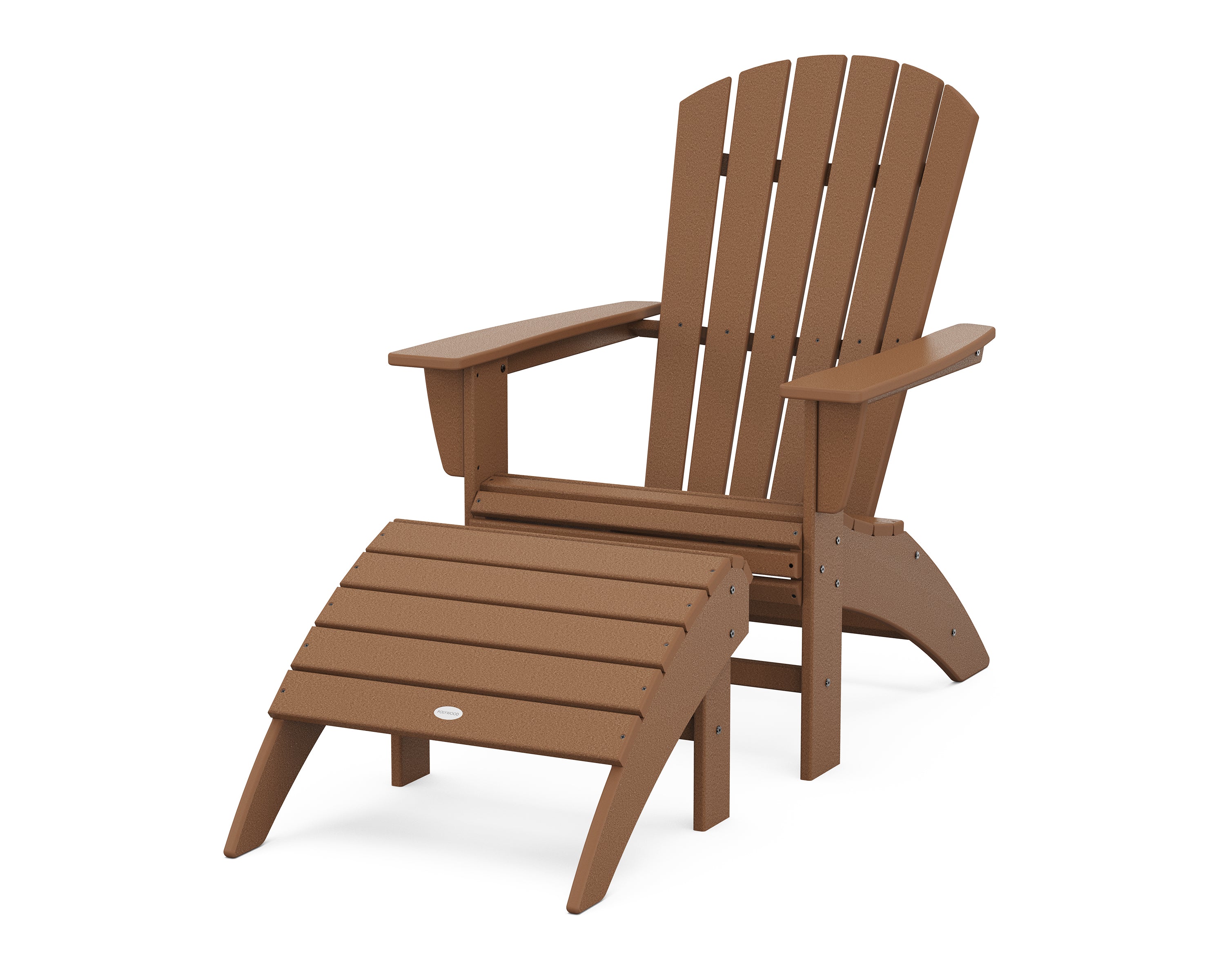 POLYWOOD® Nautical Curveback Adirondack Chair 2-Piece Set with Ottoman in Teak