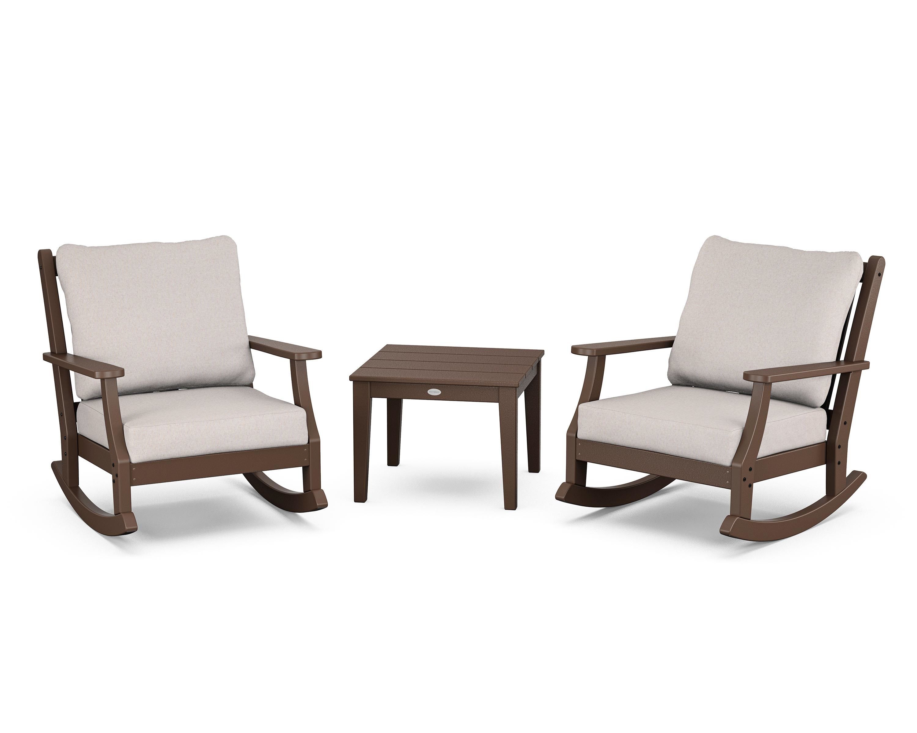 Country Living Wovendale 3-Piece Deep Seating Rocker Set in Mahogany / Dune Burlap