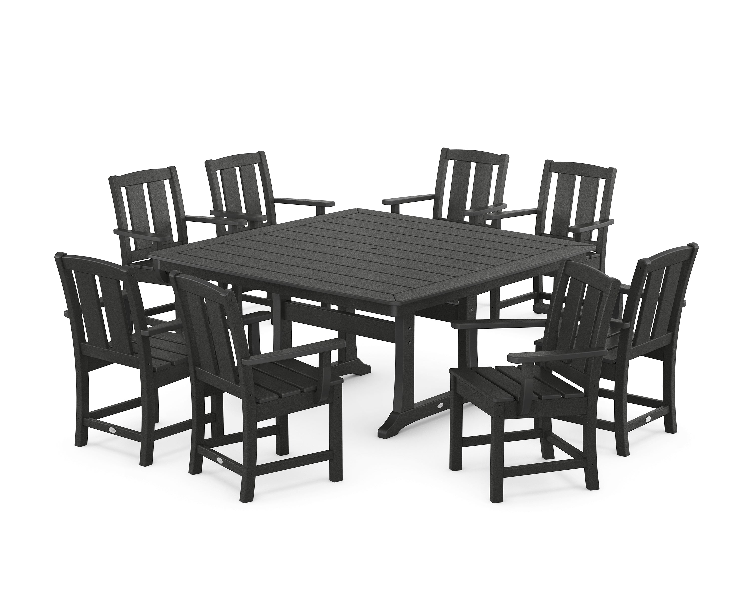 POLYWOOD Mission 9-Piece Square Dining Set with Trestle Legs in Black
