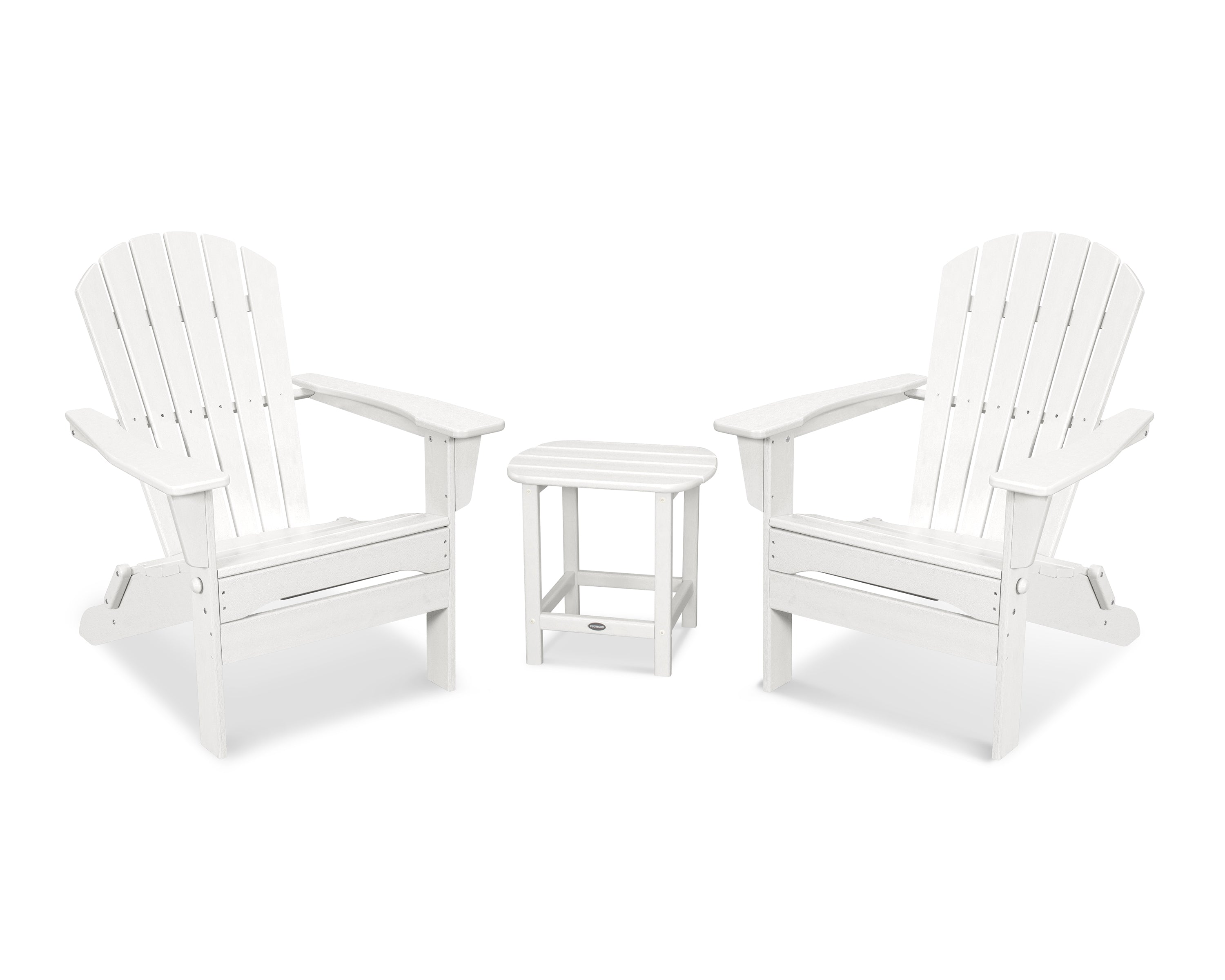 POLYWOOD South Beach 3-Piece Folding Adirondack Set in White