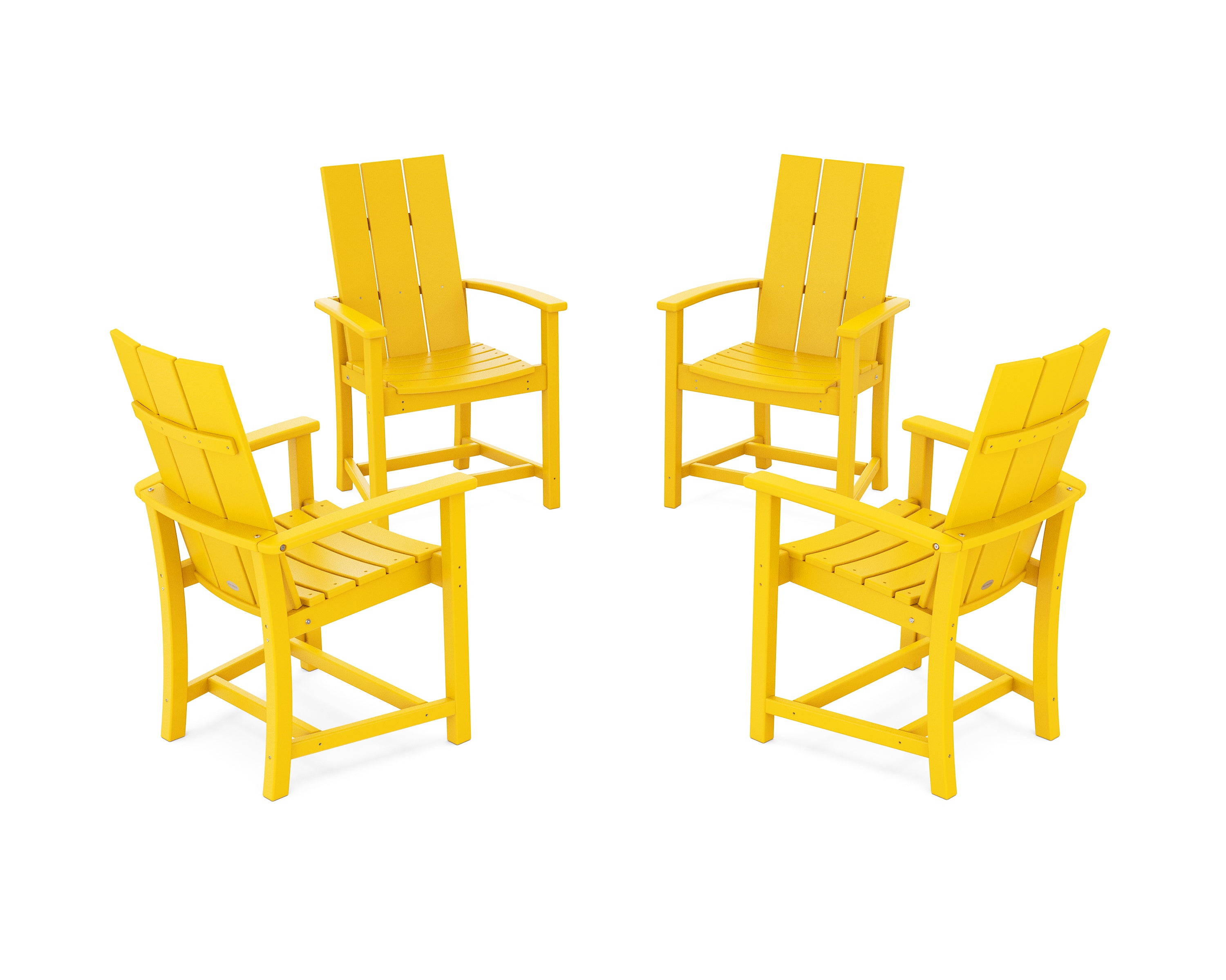 POLYWOOD Modern 4-Piece Upright Adirondack Conversation Set in Lemon