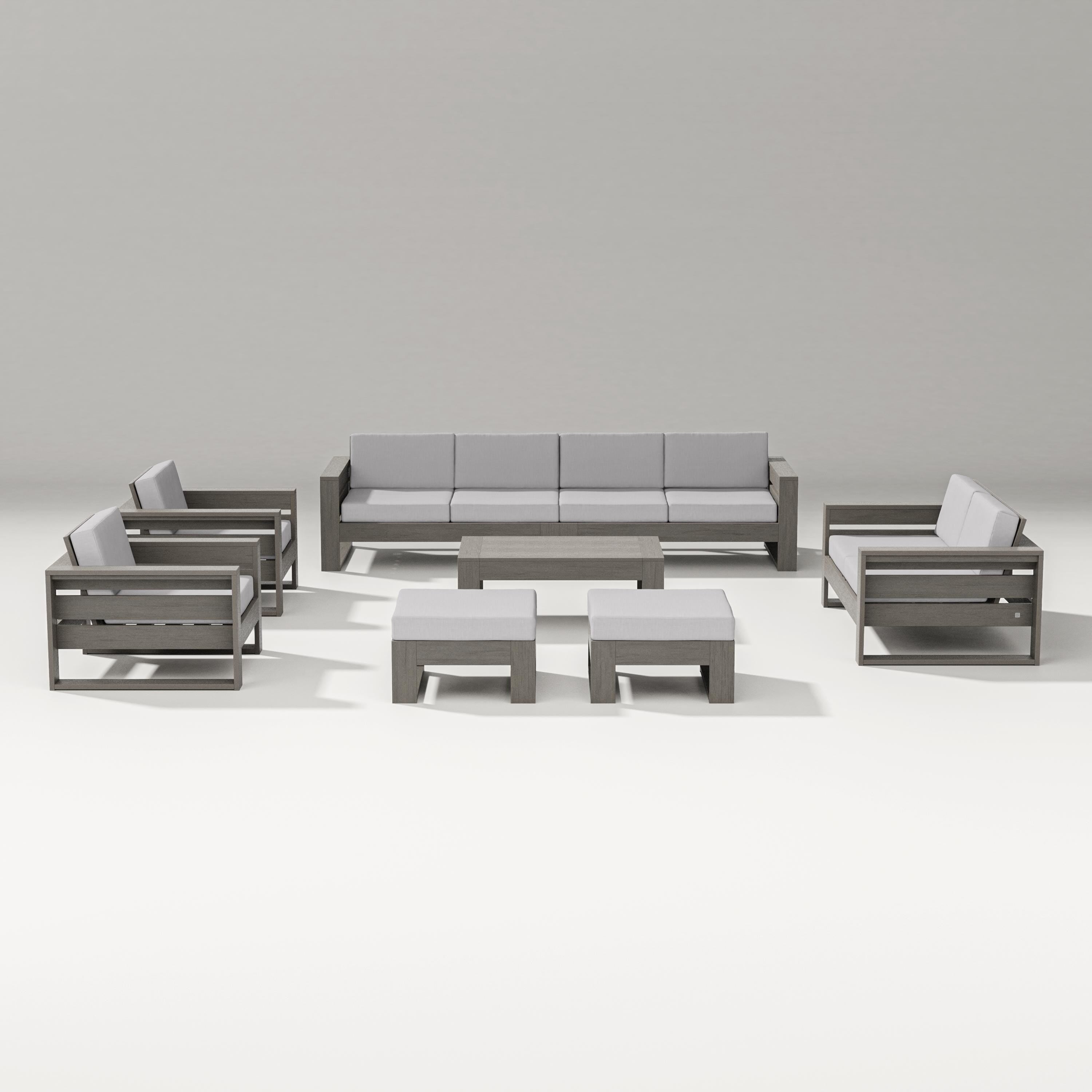 PW Designer Series Latitude 8-Piece Lounge Sofa Set in Driftwood / Granite