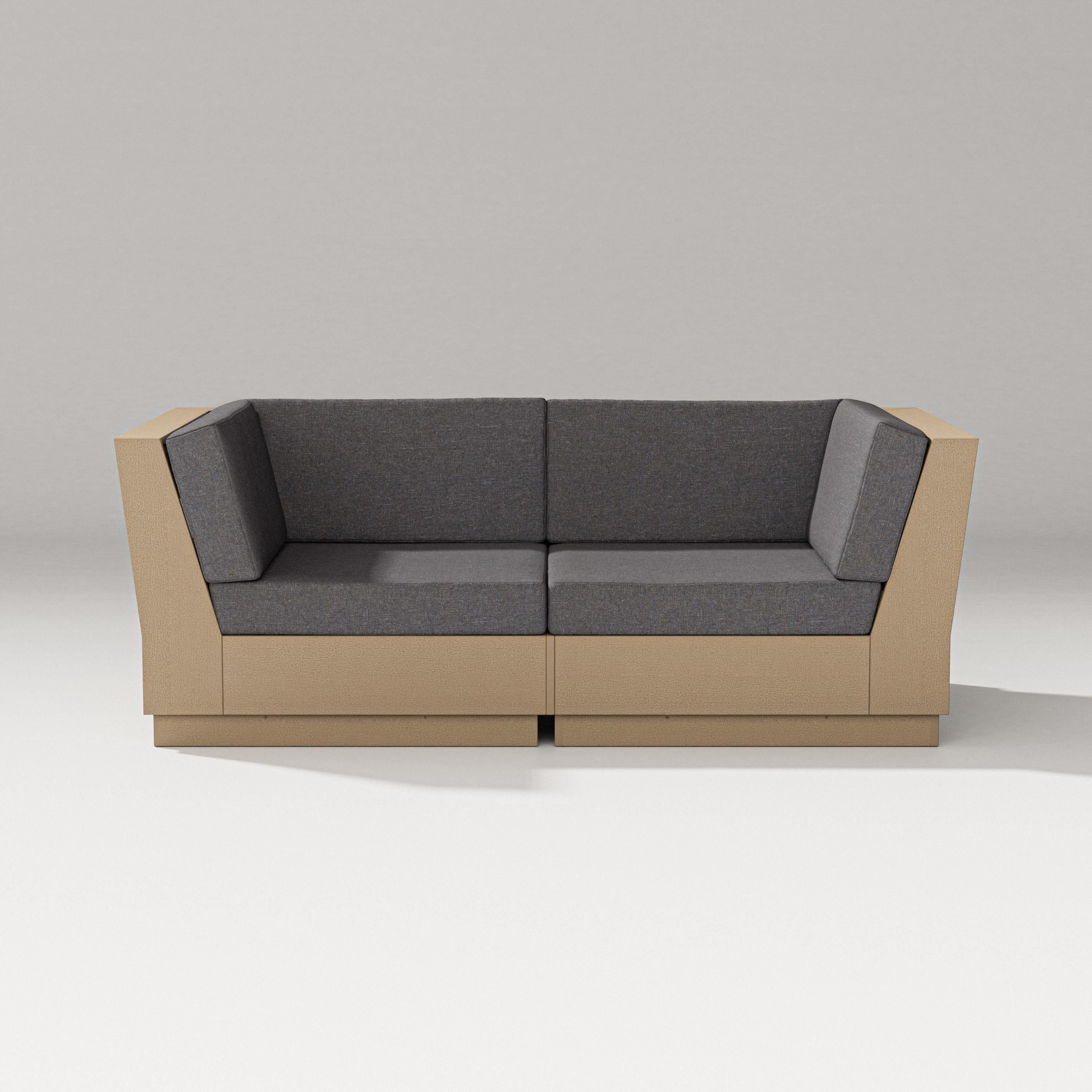 PW Designer Series Elevate Loveseat Sectional in Vintage Sahara / Ash Charcoal