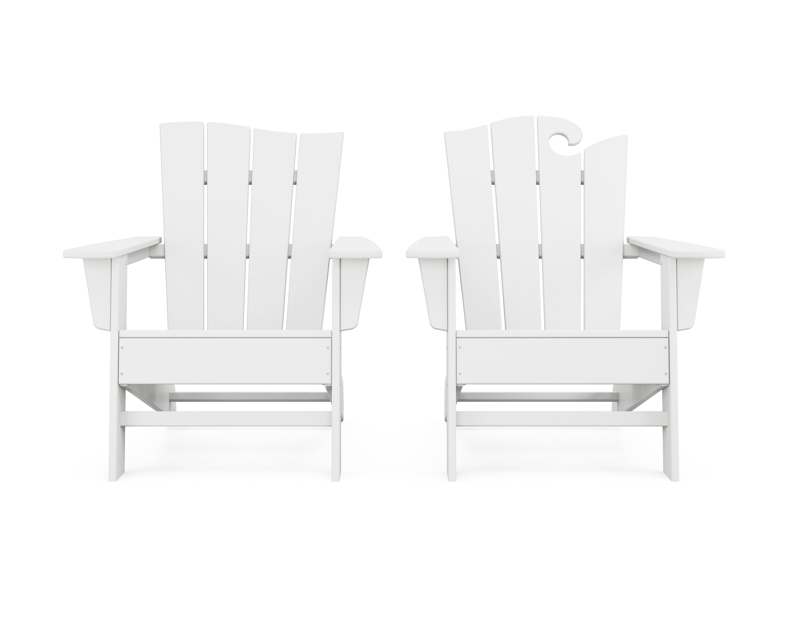 POLYWOOD® Wave 2-Piece Adirondack Set with The Wave Chair Left in White