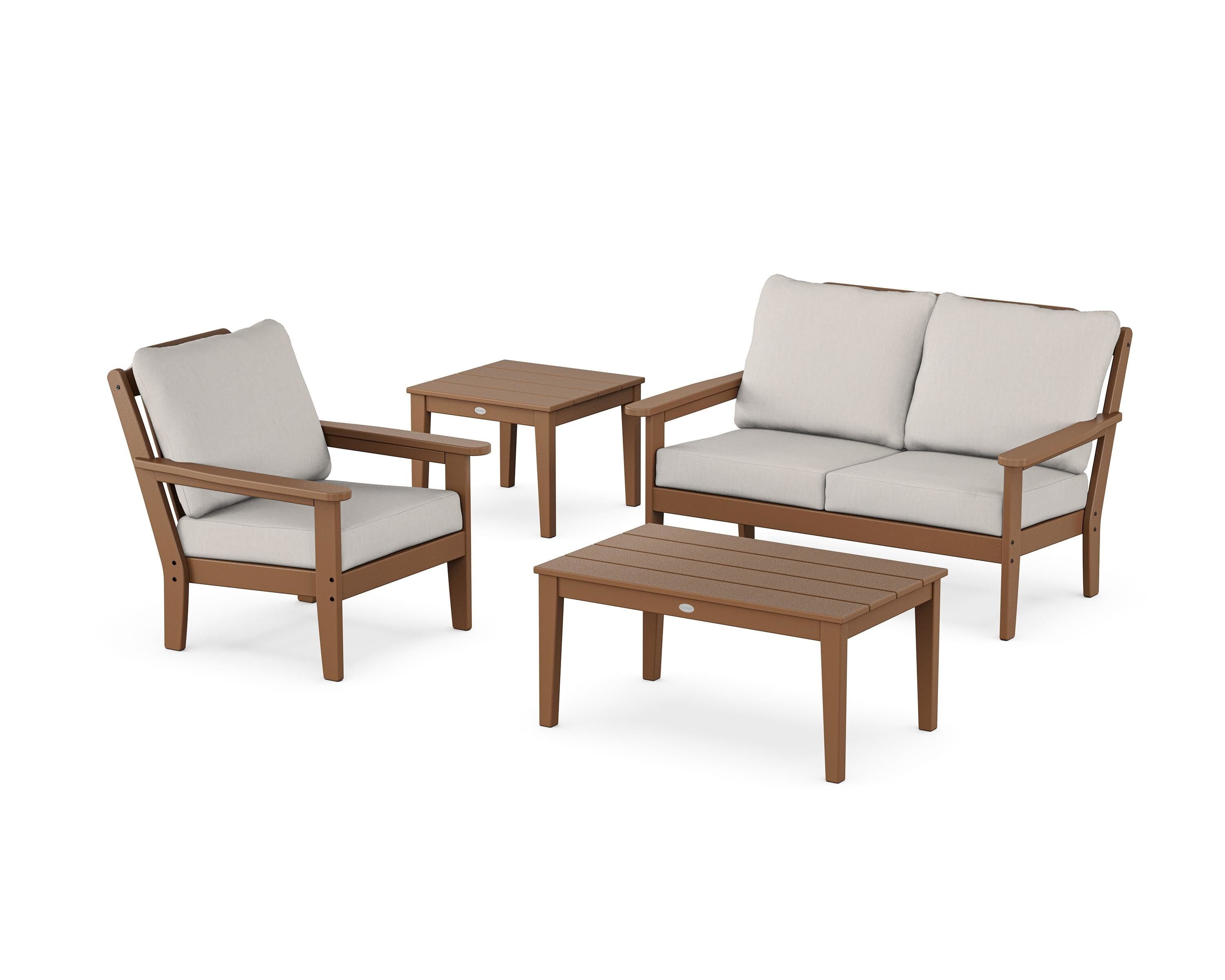 Country Living Wovendale 4-Piece Deep Seating Set in Teak / Cast Ash