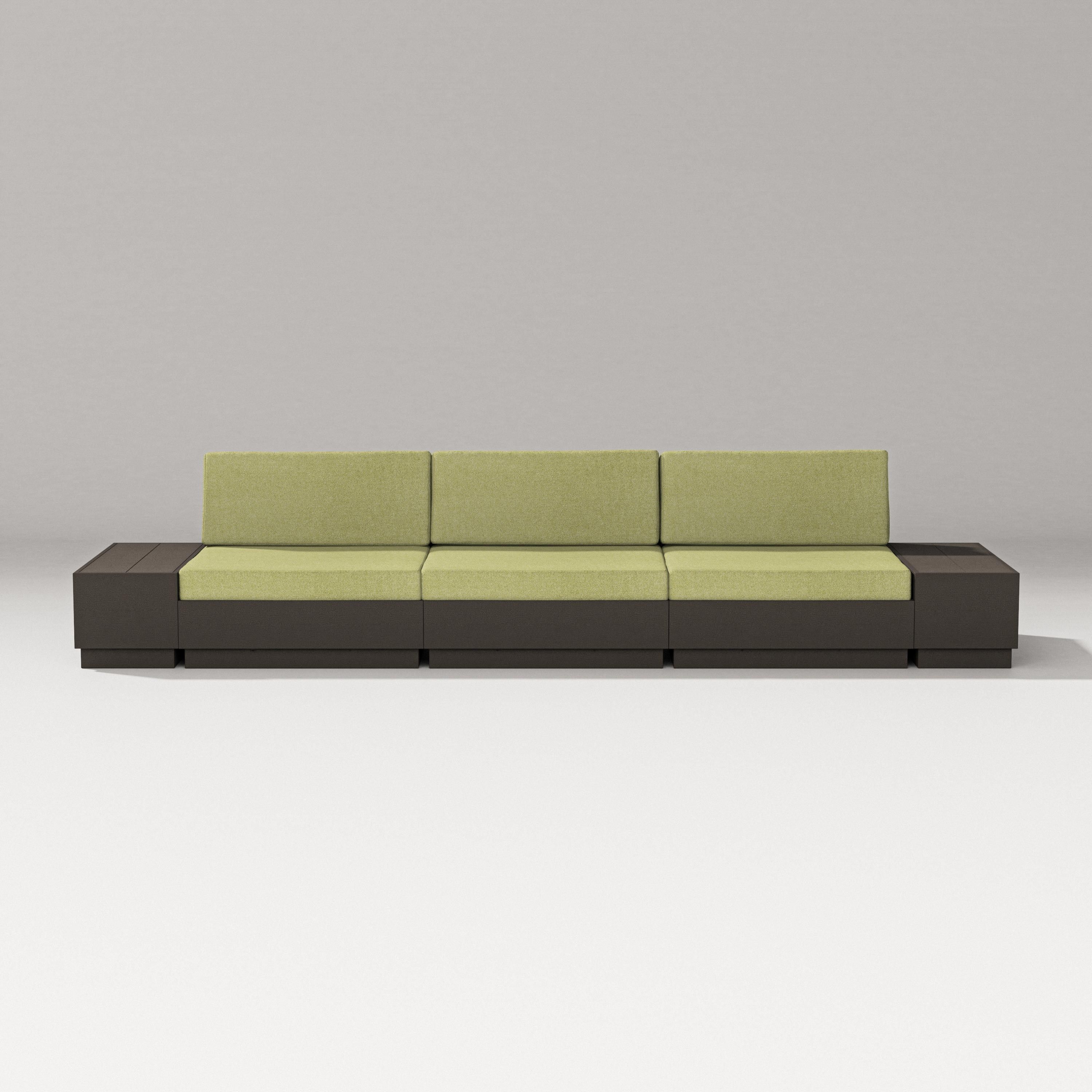 PW Designer Series Elevate Straight Sectional in Vintage Coffee / Chartreuse Boucle