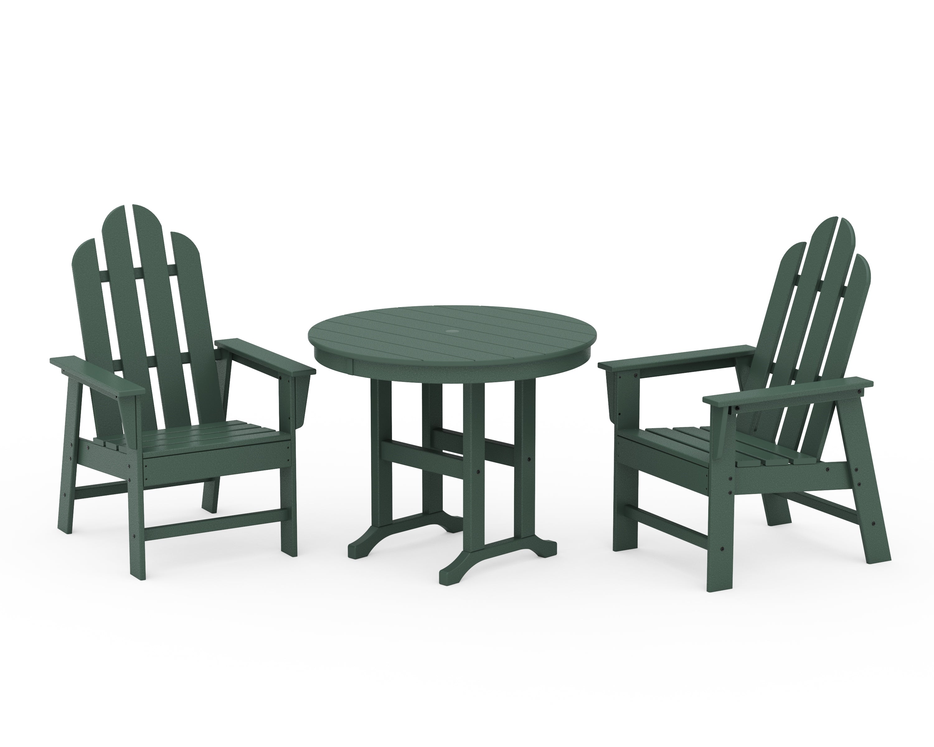 POLYWOOD Long Island 3-Piece Round Dining Set in Green