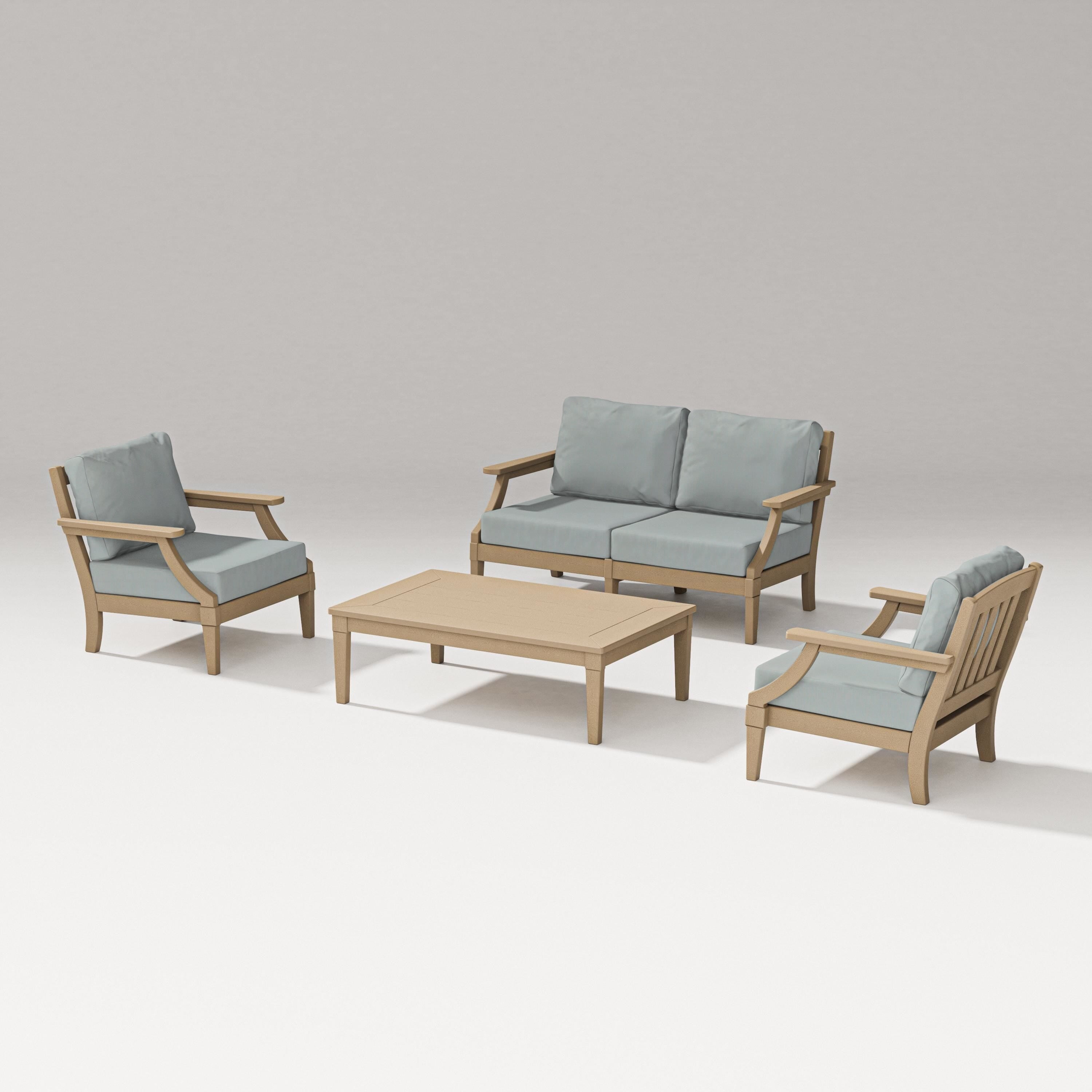 PW Designer Series Estate Lounge 4-Piece Loveseat Set in Vintage Sahara / Spa