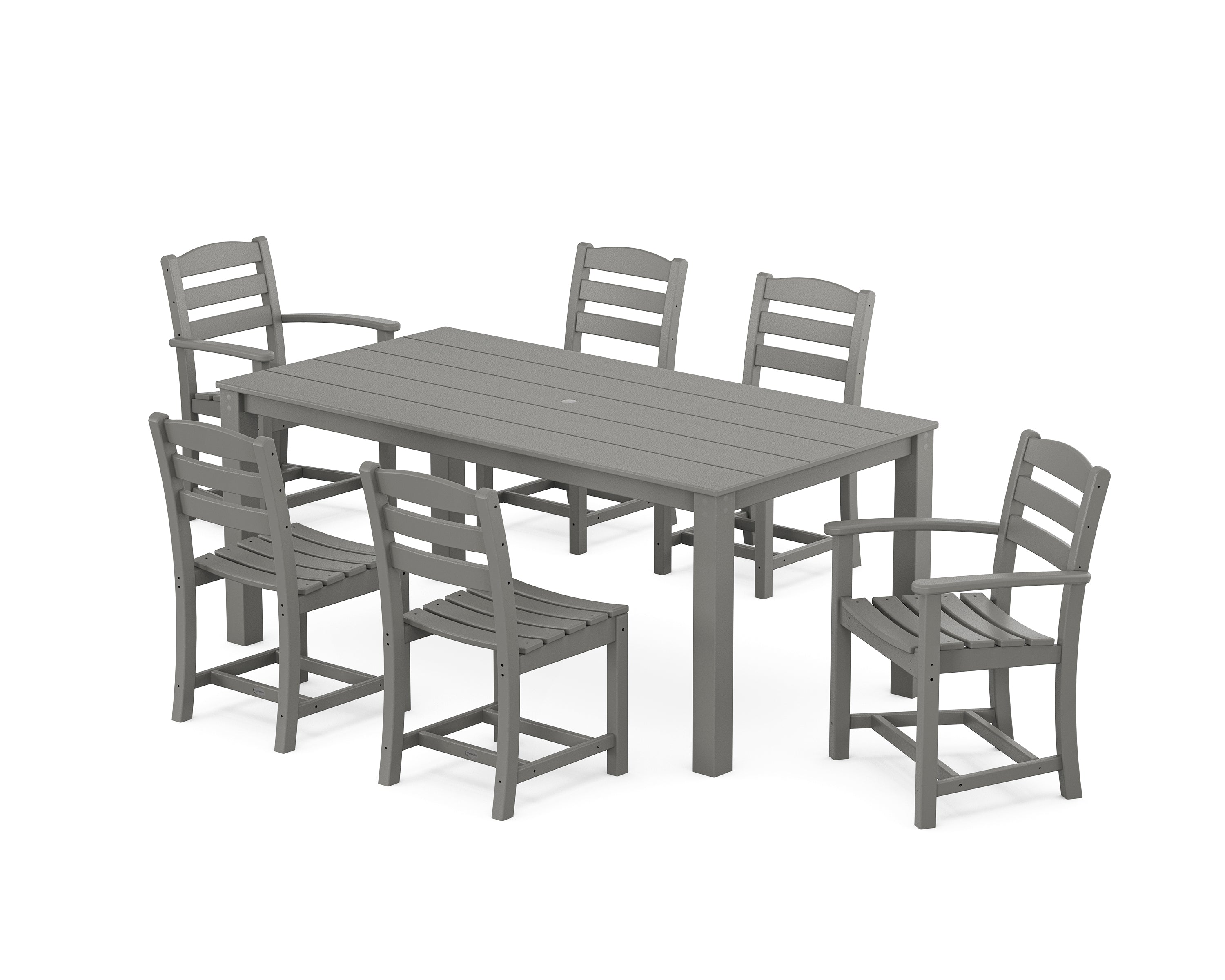 POLYWOOD La Casa Cafe' 7-Piece Parsons Dining Set in Slate Grey