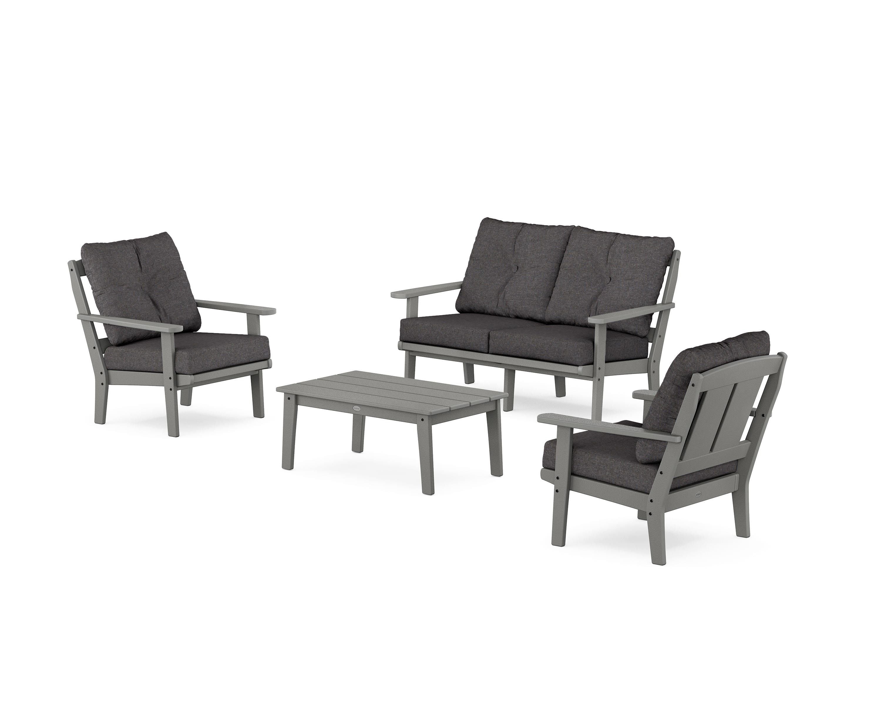 POLYWOOD Mission 4-Piece Deep Seating Set with Loveseat in Slate Grey / Ash Charcoal