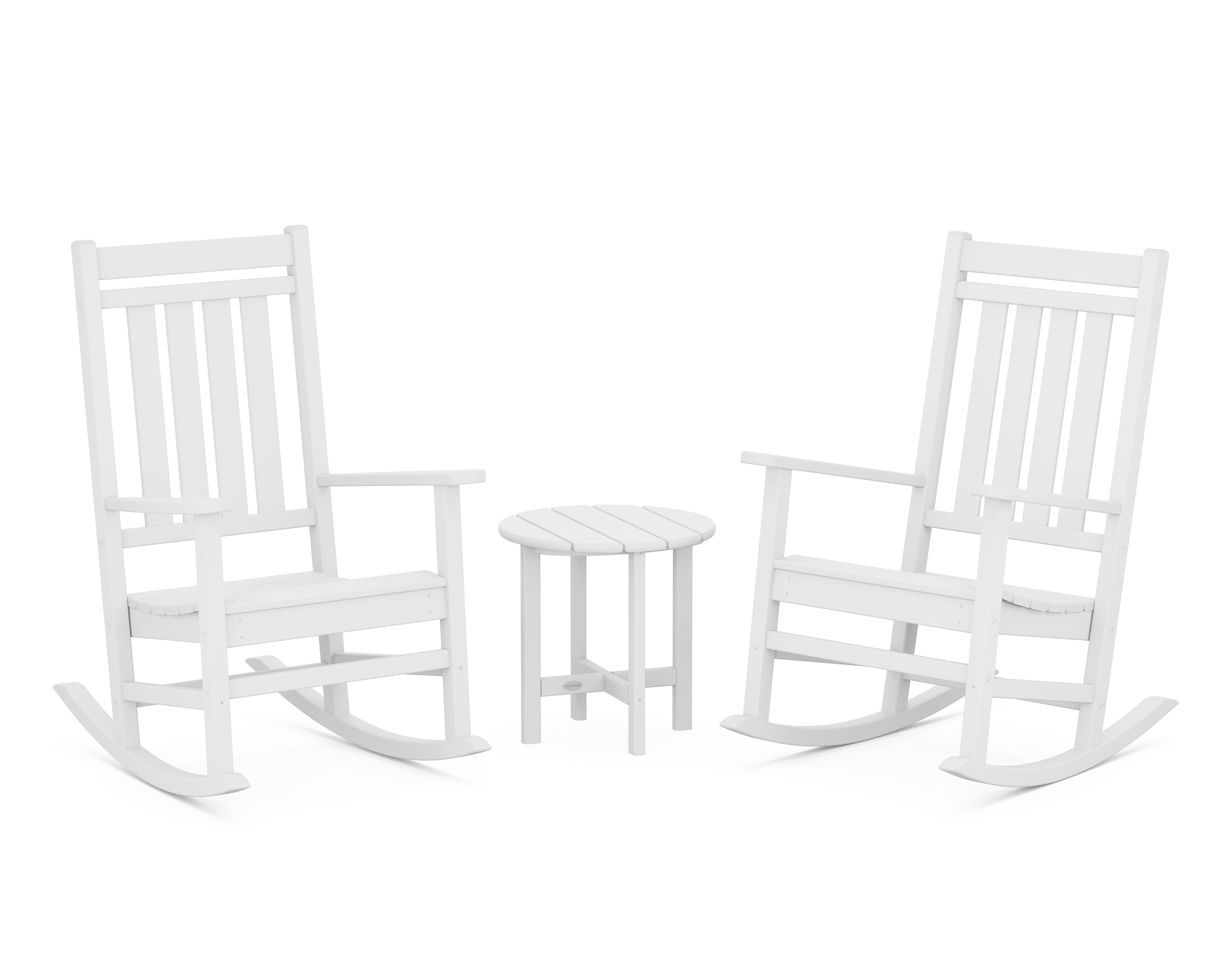 POLYWOOD Estate 3-Piece Rocking Chair Set in White