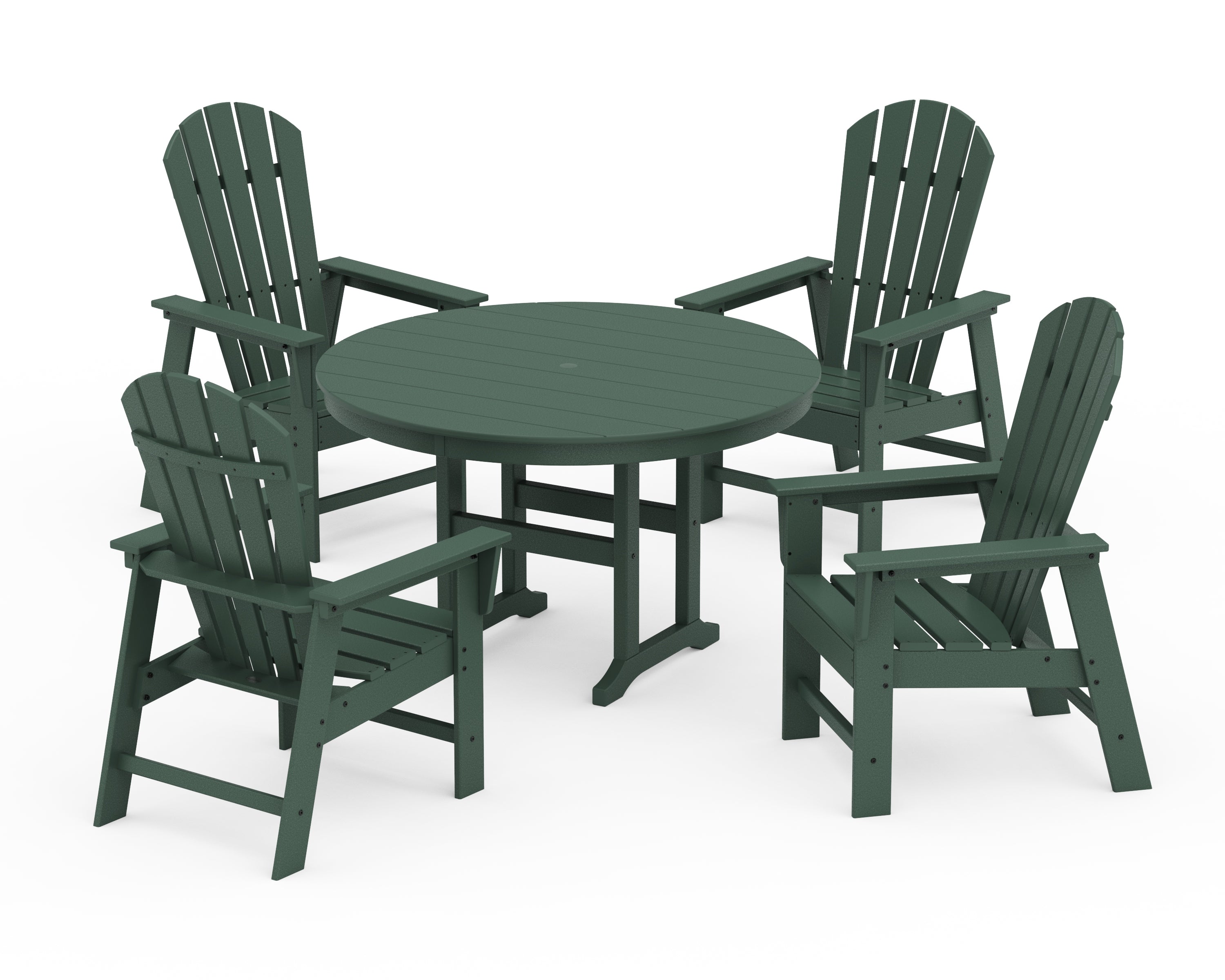 POLYWOOD South Beach 5-Piece Round Farmhouse Dining Set in Green
