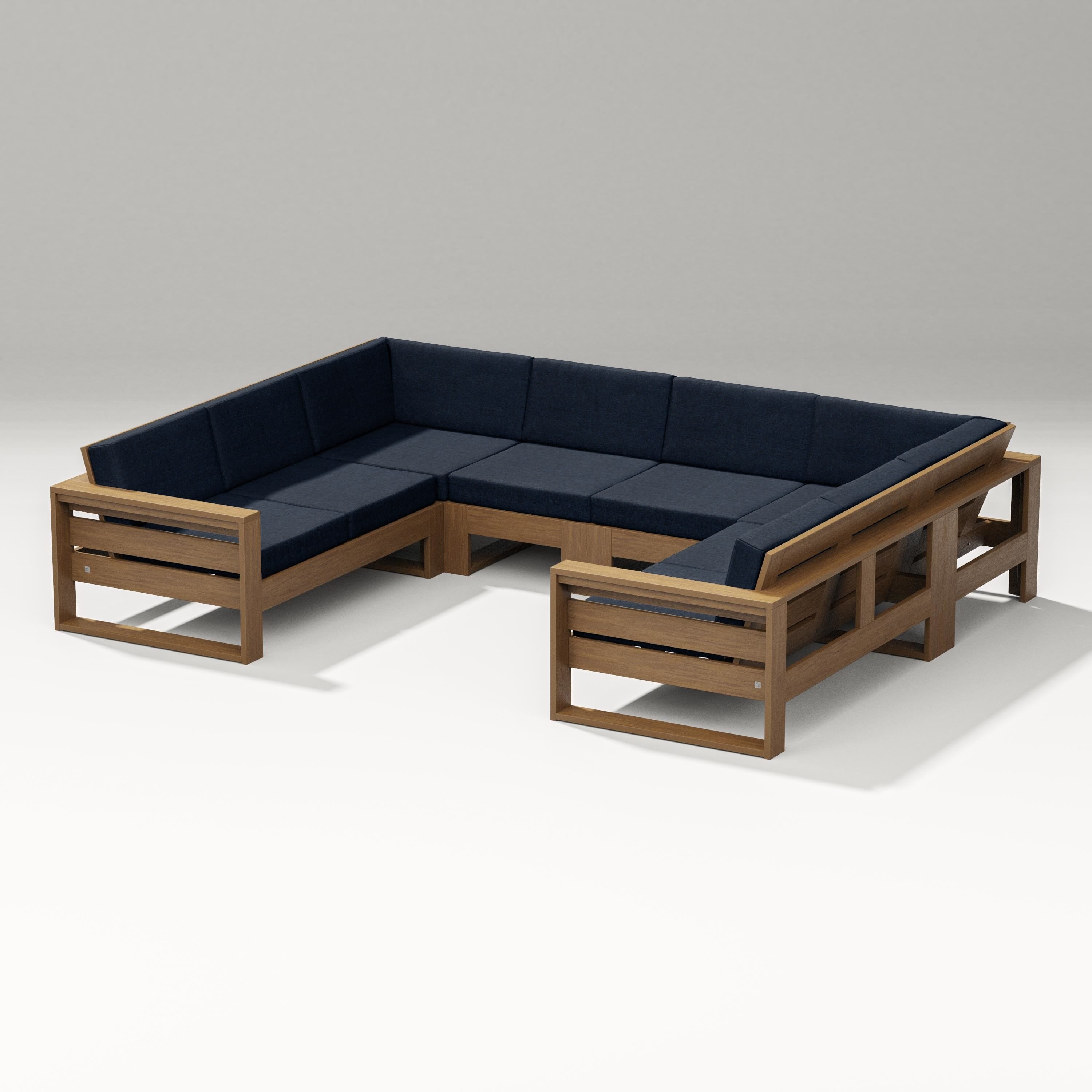 PW Designer Series Latitude U-Shaped Sectional in Natural / Marine Indigo