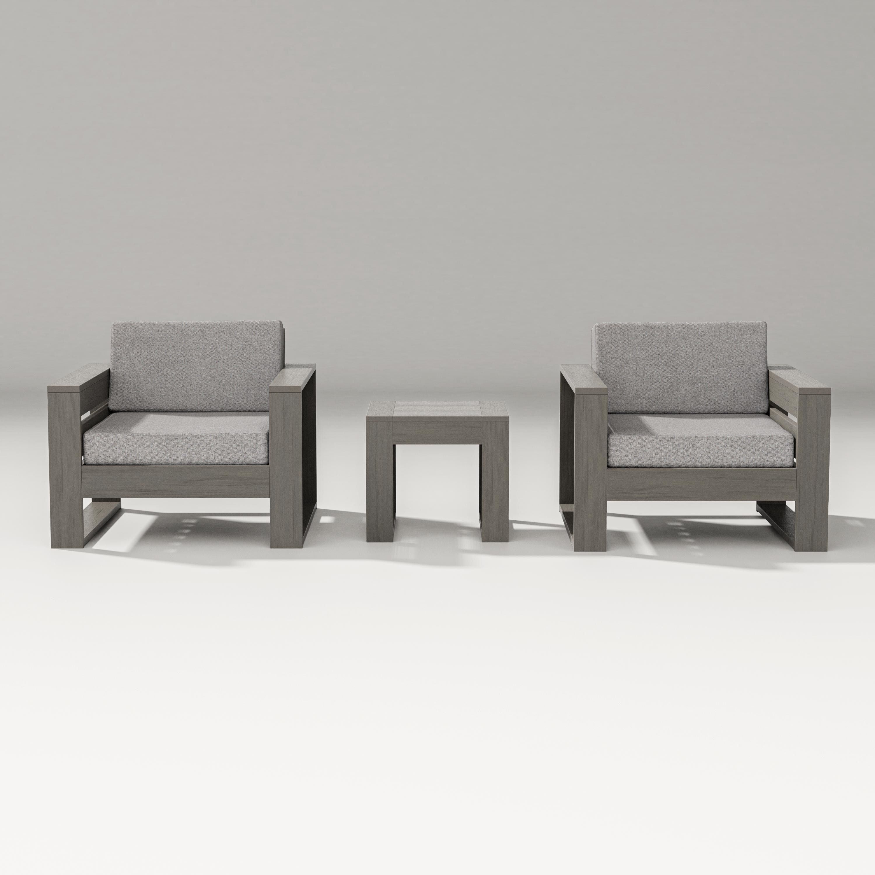 PW Designer Series Latitude 3-Piece Lounge Chair Set in Driftwood / Grey Mist