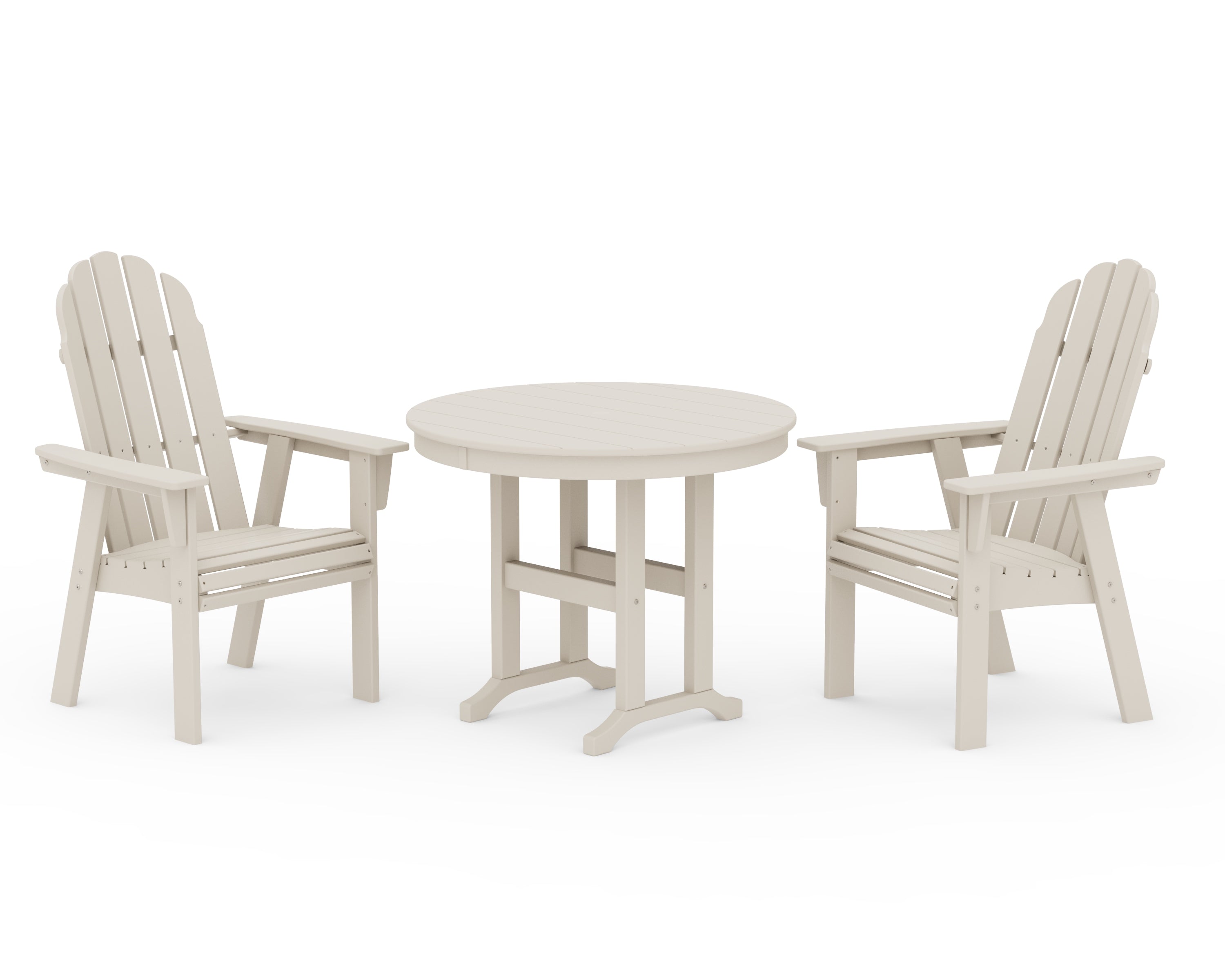 POLYWOOD Vineyard Adirondack 3-Piece Round Dining Set in Sand