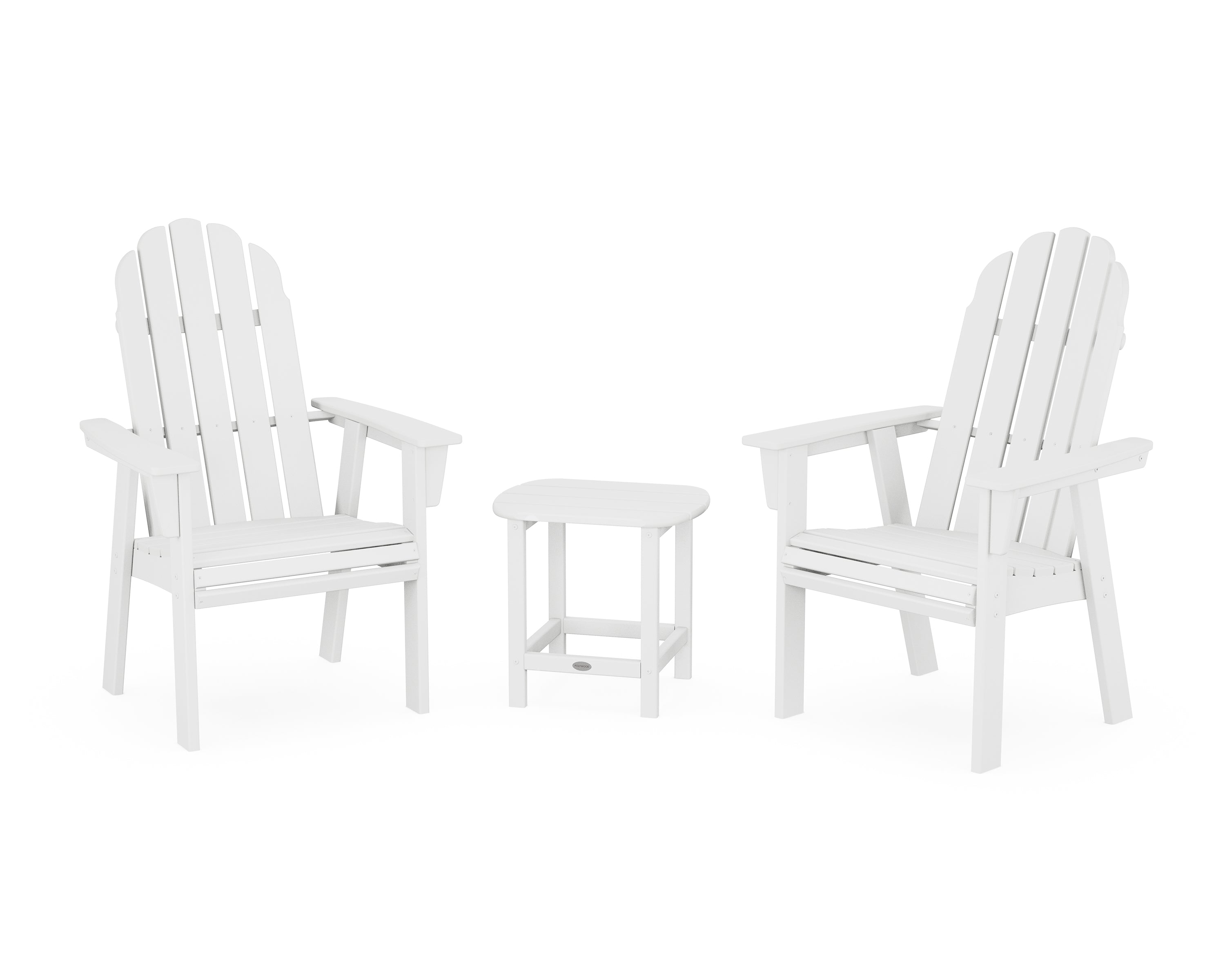 POLYWOOD Vineyard 3-Piece Curveback Upright Adirondack Chair Set in White