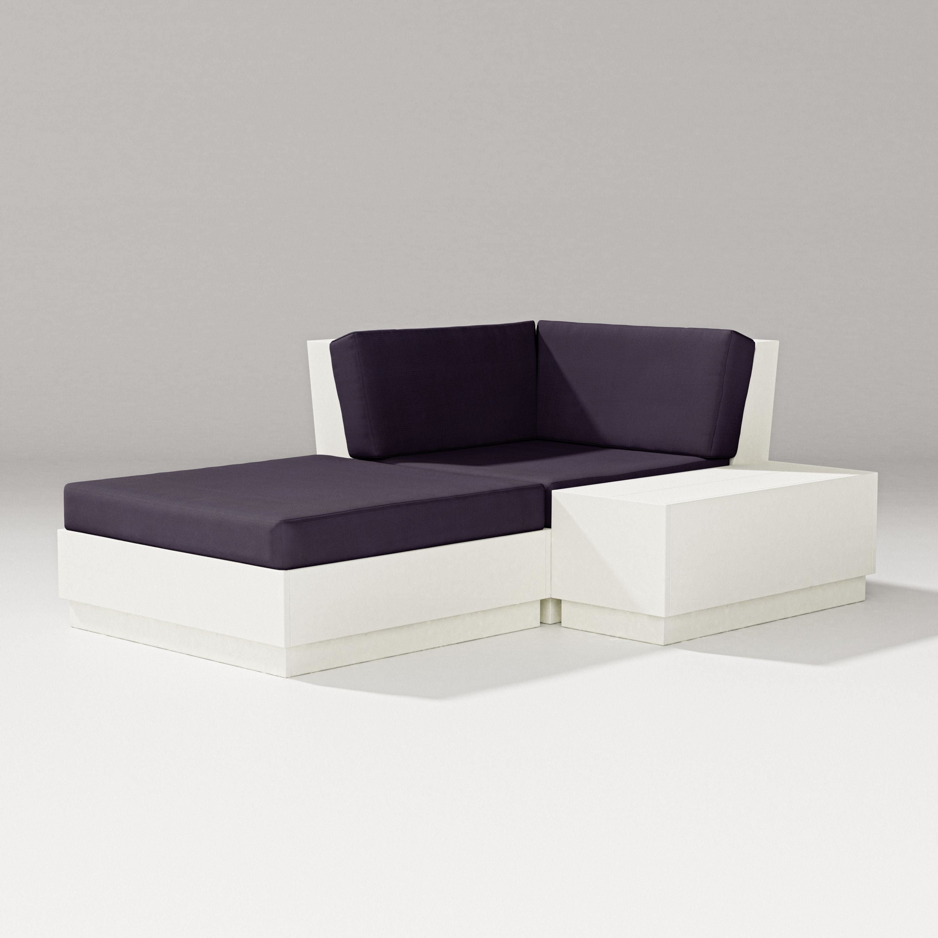 PW Designer Series Elevate Corner Chaise in Vintage White / Navy Linen
