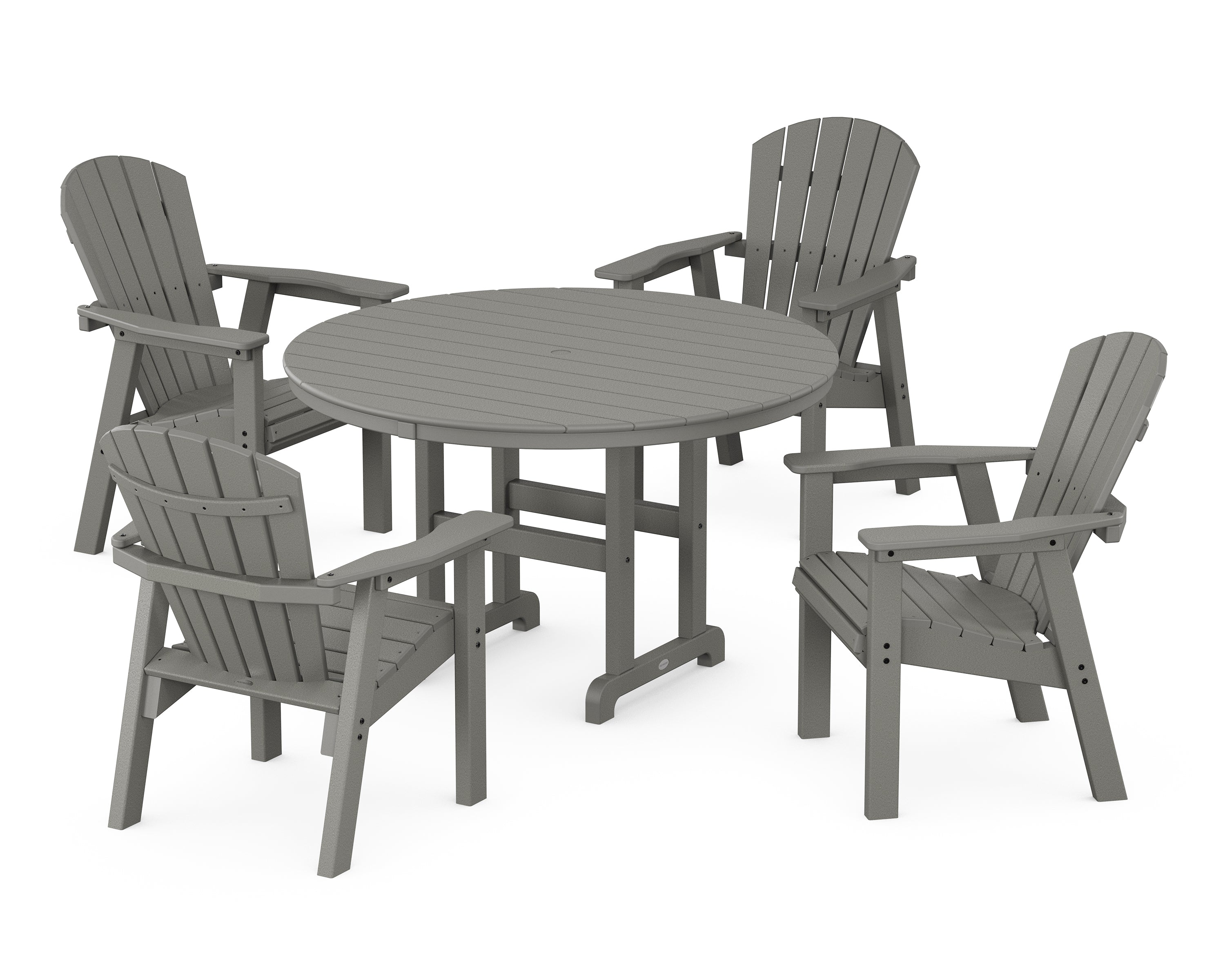 POLYWOOD® Seashell 5-Piece Round Farmhouse Dining Set in Slate Grey