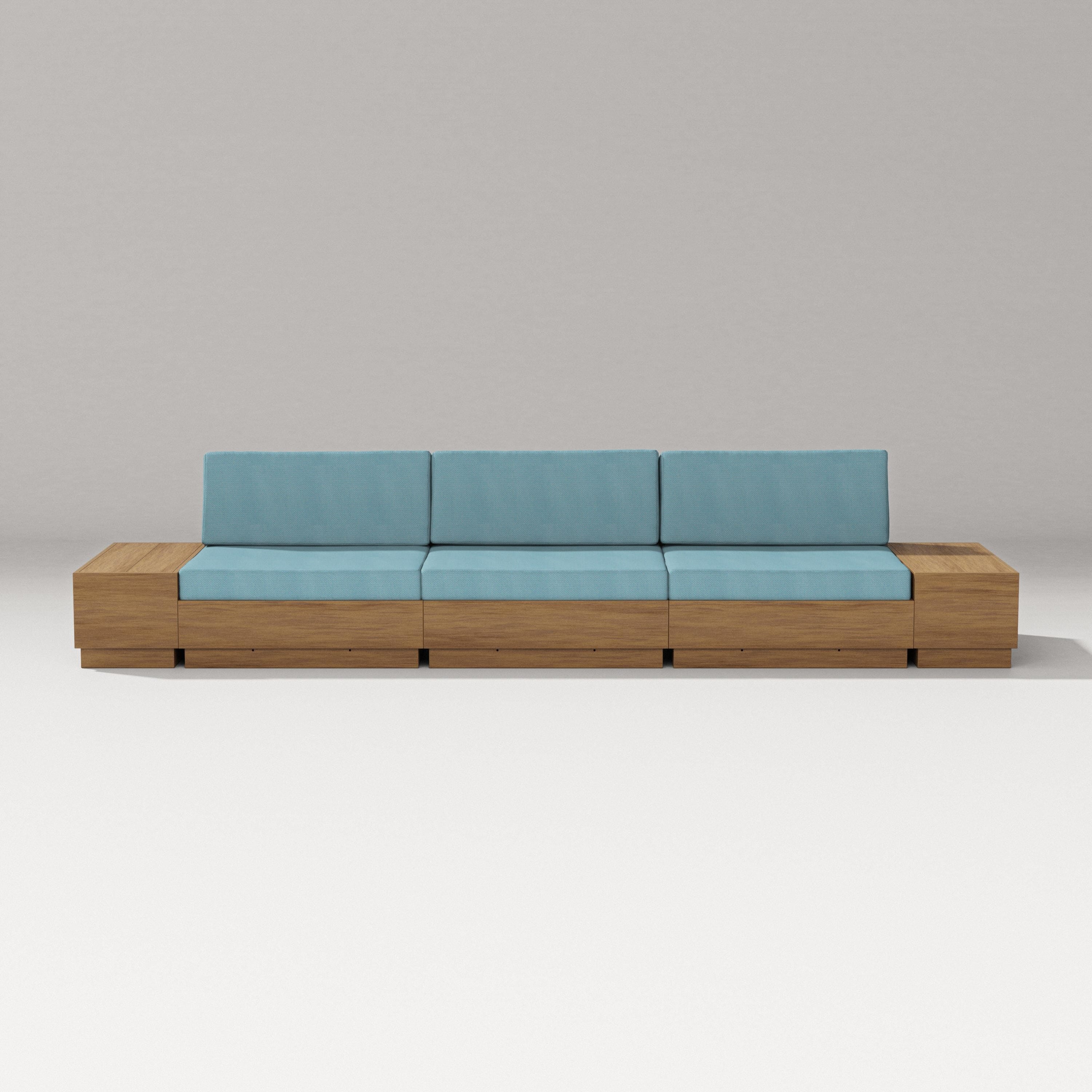 PW Designer Series Elevate Straight Sectional in Natural / Lattice Sky Blue