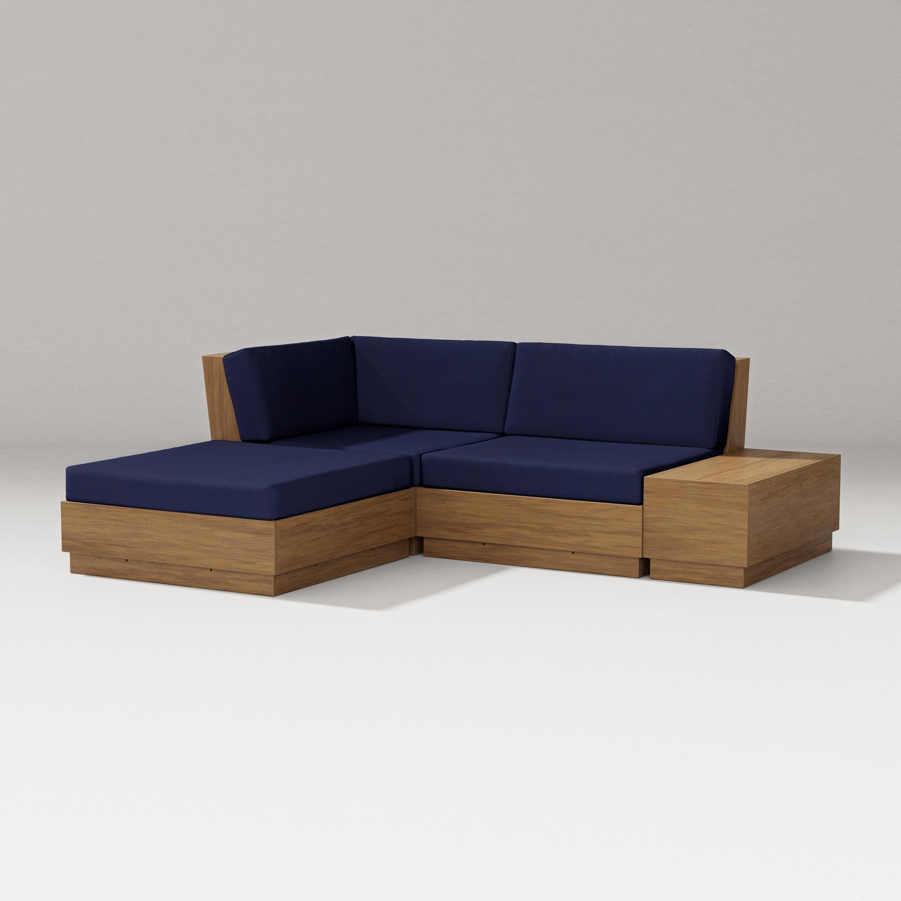 PW Designer Series Elevate Loveseat Sectional with Chaise in Natural / Navy