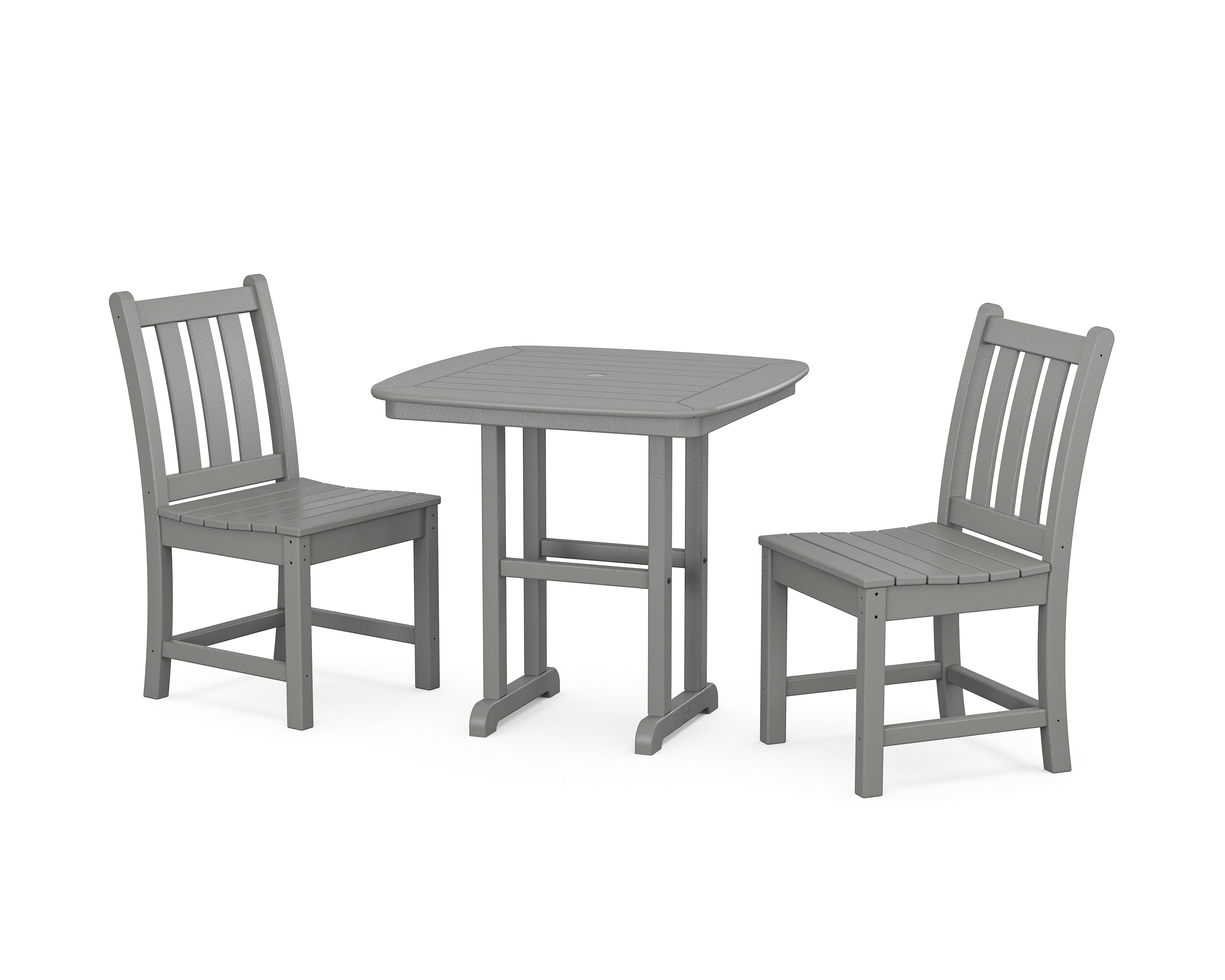POLYWOOD Traditional Garden Side Chair 3-Piece Dining Set in Slate Grey