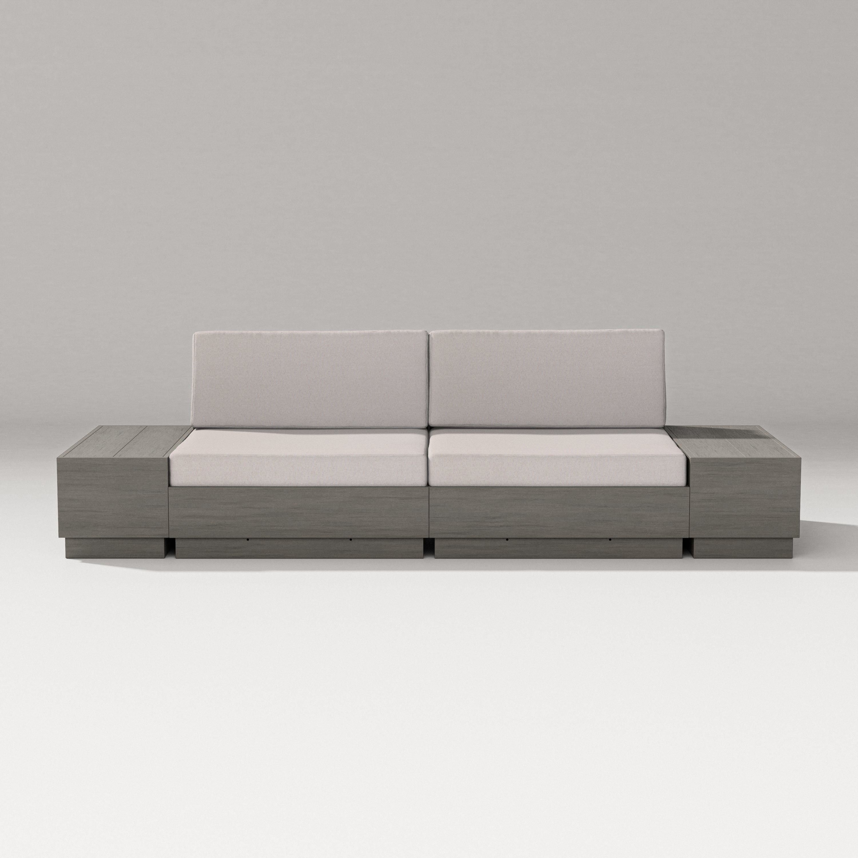 PW Designer Series Elevate 4-Piece Loveseat Sectional in Driftwood / Dune Burlap